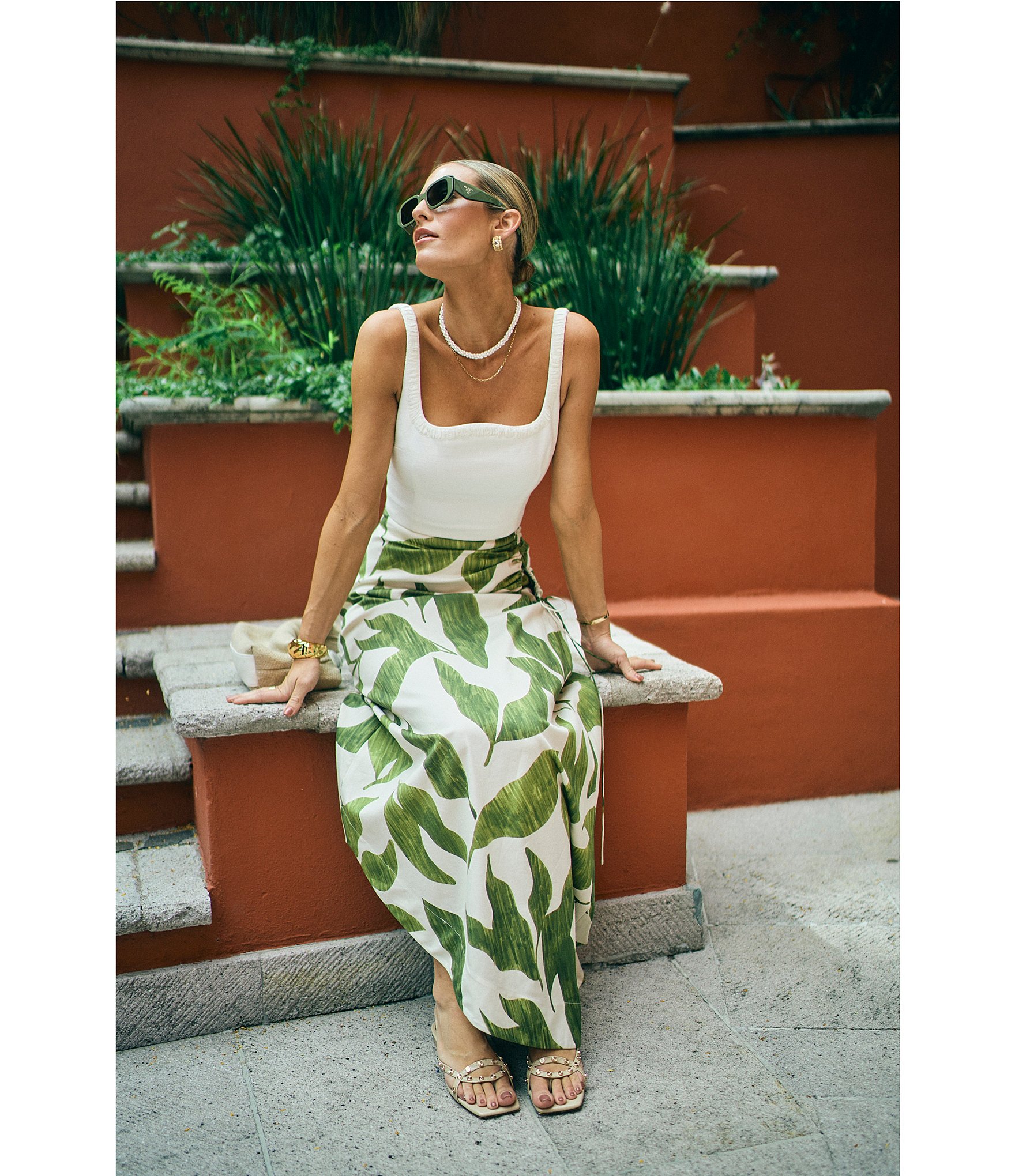Antonio Melani x M.G. Style Lyons Printed Faux Wrap Asymmetric Skirt