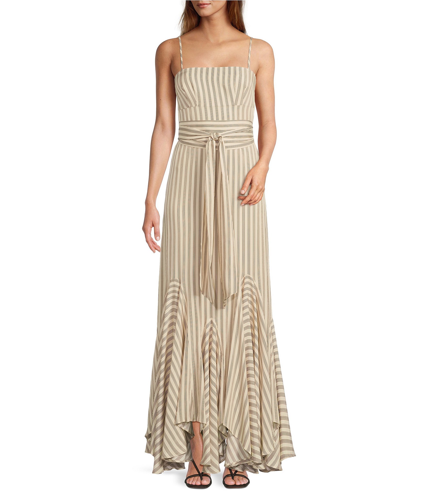 Antonio Melani x M.G. Style Mallie Detached Scarf Square Neck Sleeveless Asymmetrical Hem Mermaid Dress