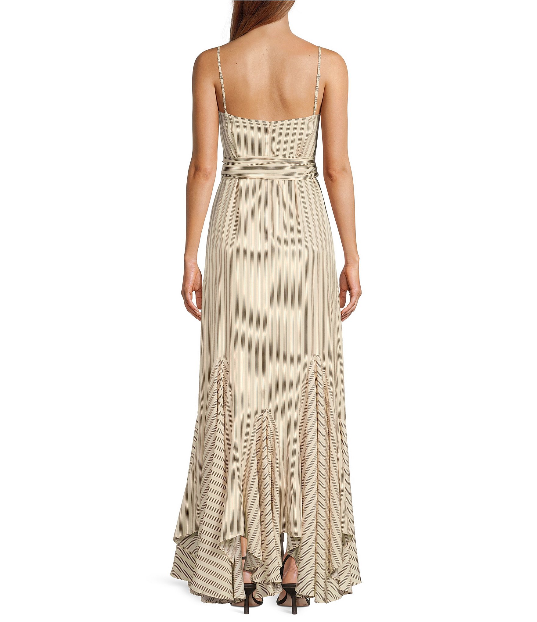 Antonio Melani x M.G. Style Mallie Detached Scarf Square Neck Sleeveless Asymmetrical Hem Mermaid Dress