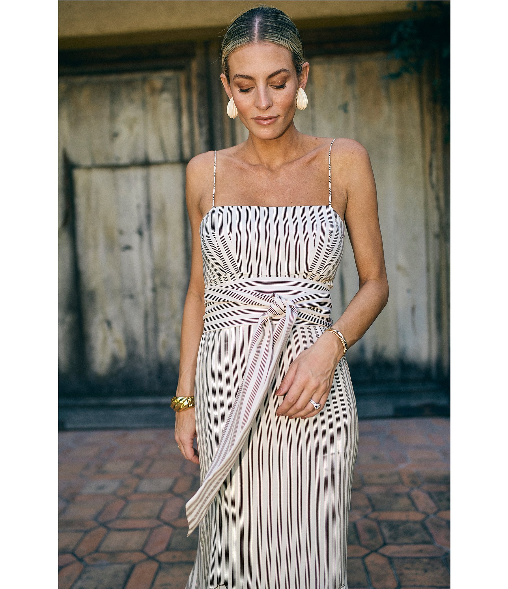 Antonio Melani x M.G. Style Mallie Detached Scarf Square Neck Sleeveless Asymmetrical Hem Mermaid Dress