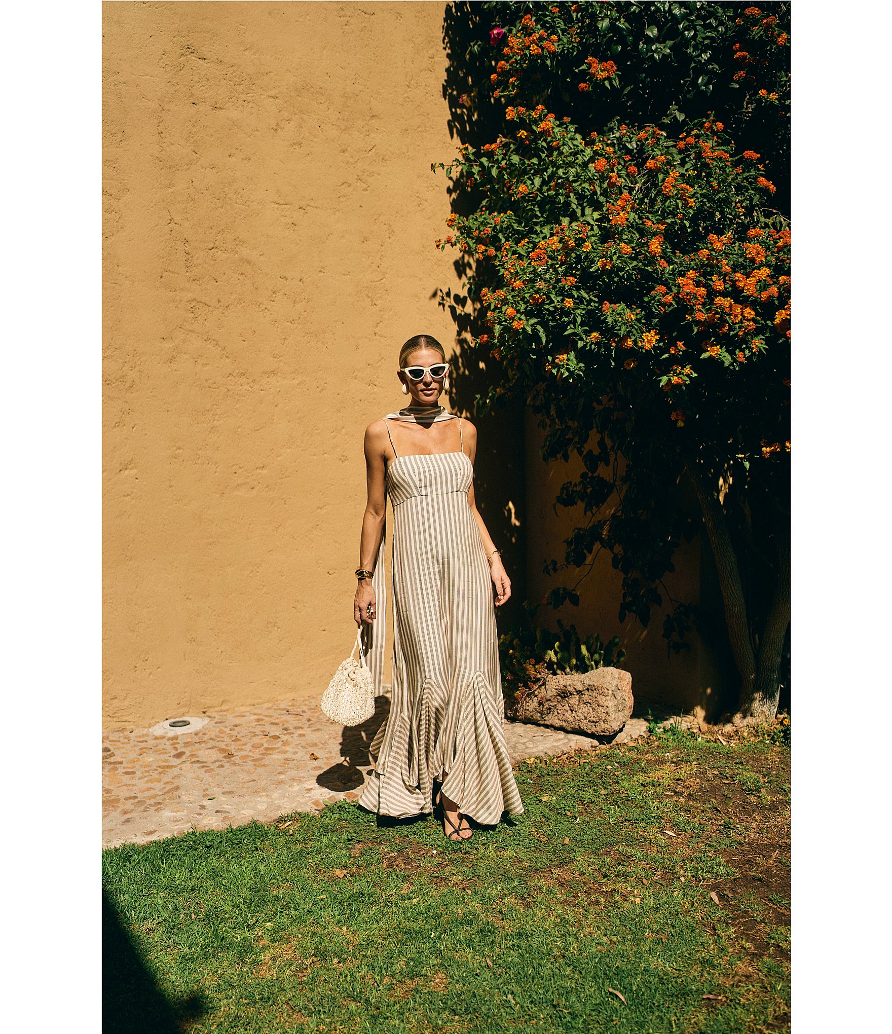 Antonio Melani x M.G. Style Mallie Detached Scarf Square Neck Sleeveless Asymmetrical Hem Mermaid Dress