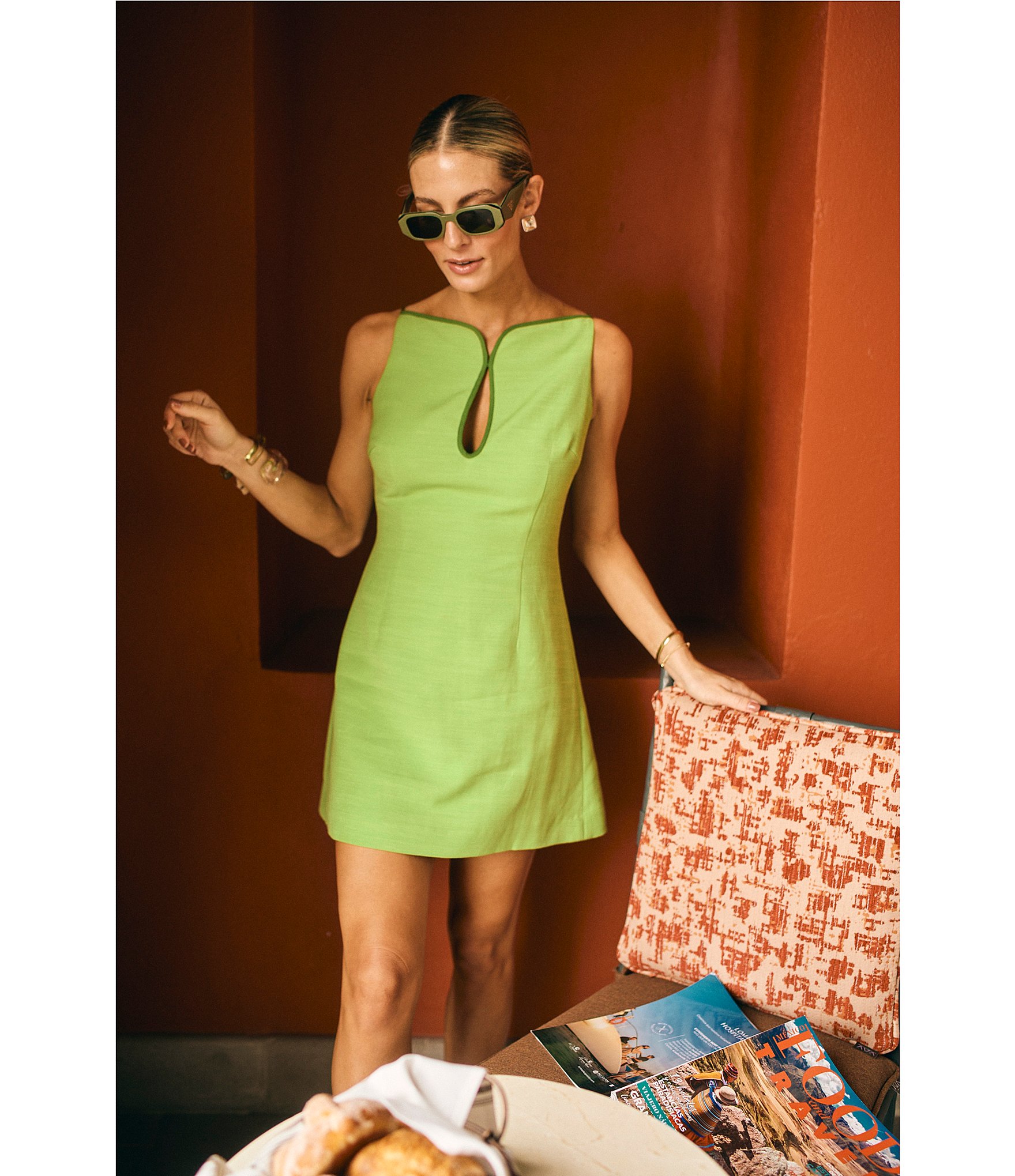 Antonio Melani x M.G. Style Marin A-Line Boat Keyhole Neck Sleeveless Dress