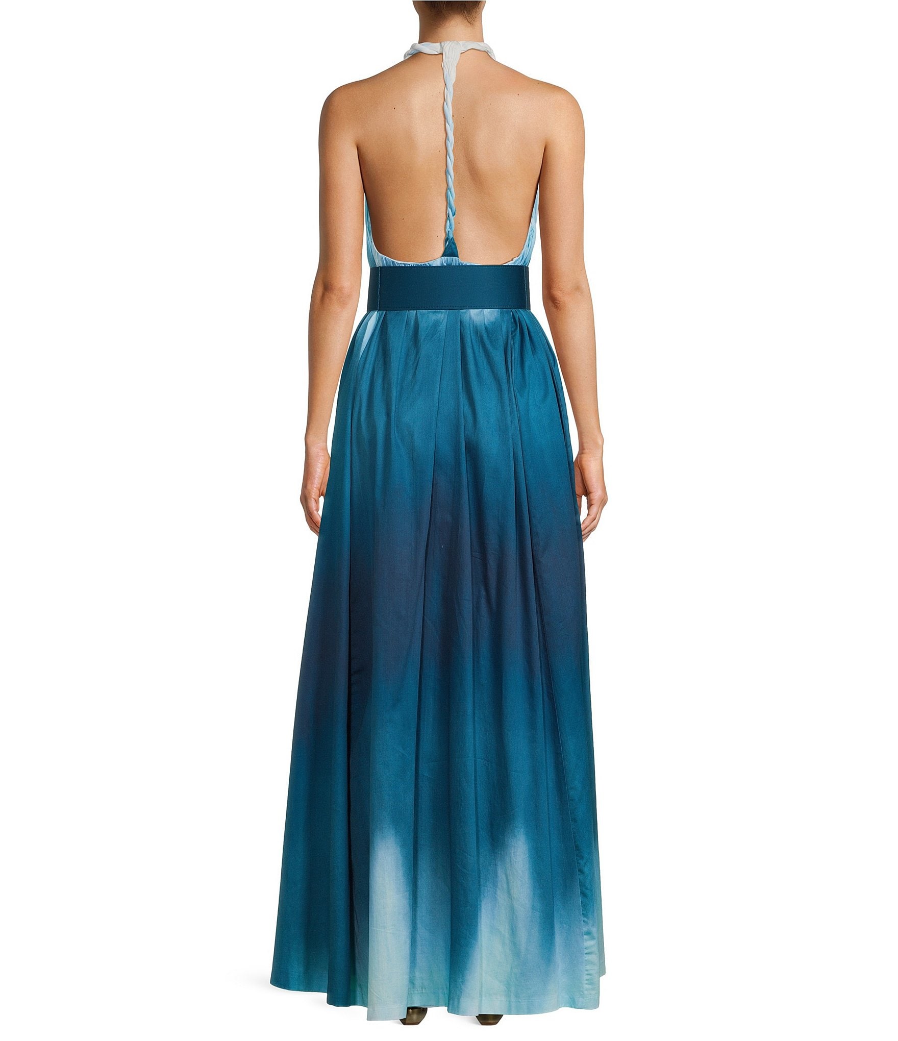 Antonio Melani x M.G. Style MG Ombre Halter Neck Sleeveless Belted Dress