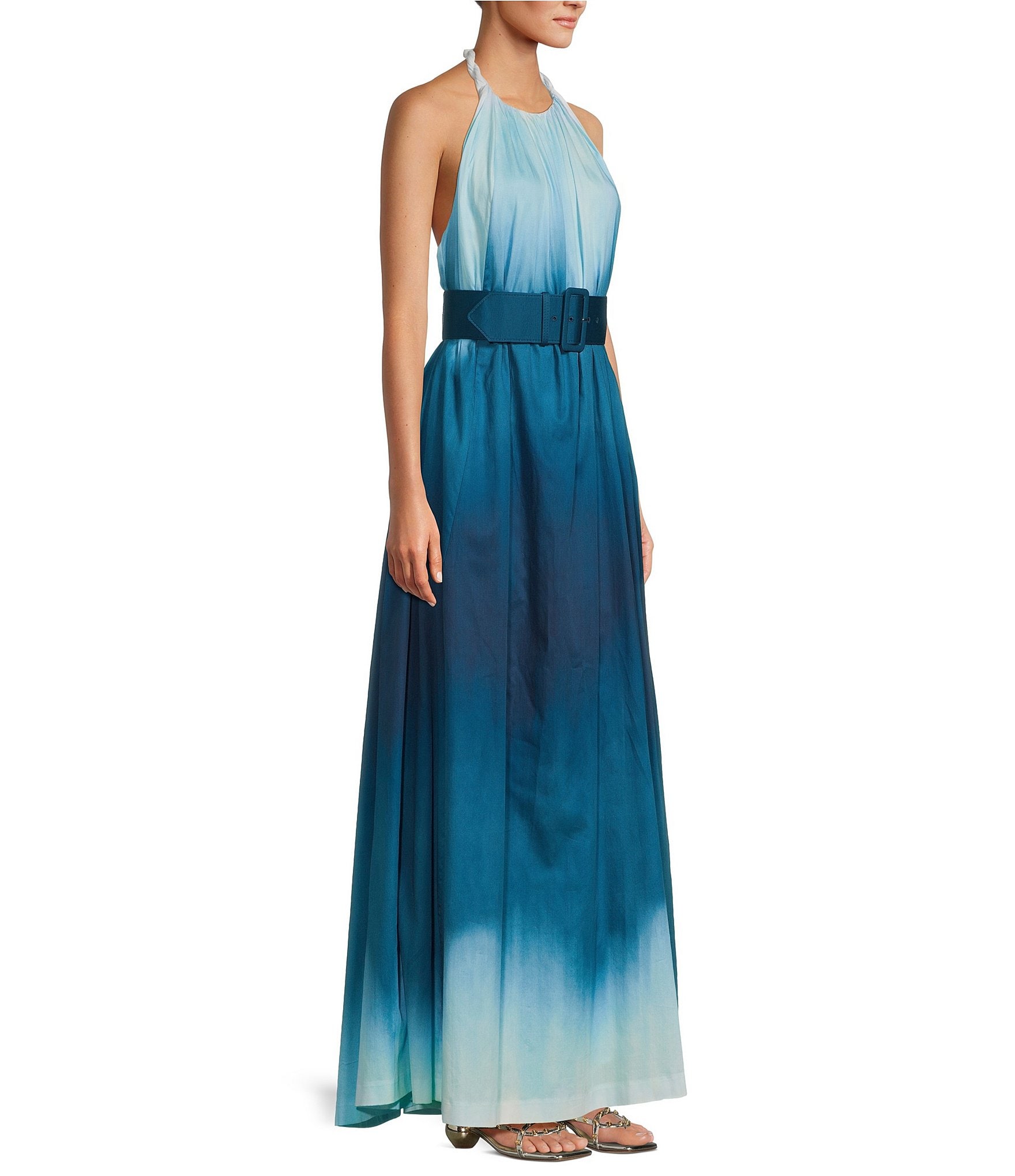 Antonio Melani x M.G. Style MG Ombre Halter Neck Sleeveless Belted Dress