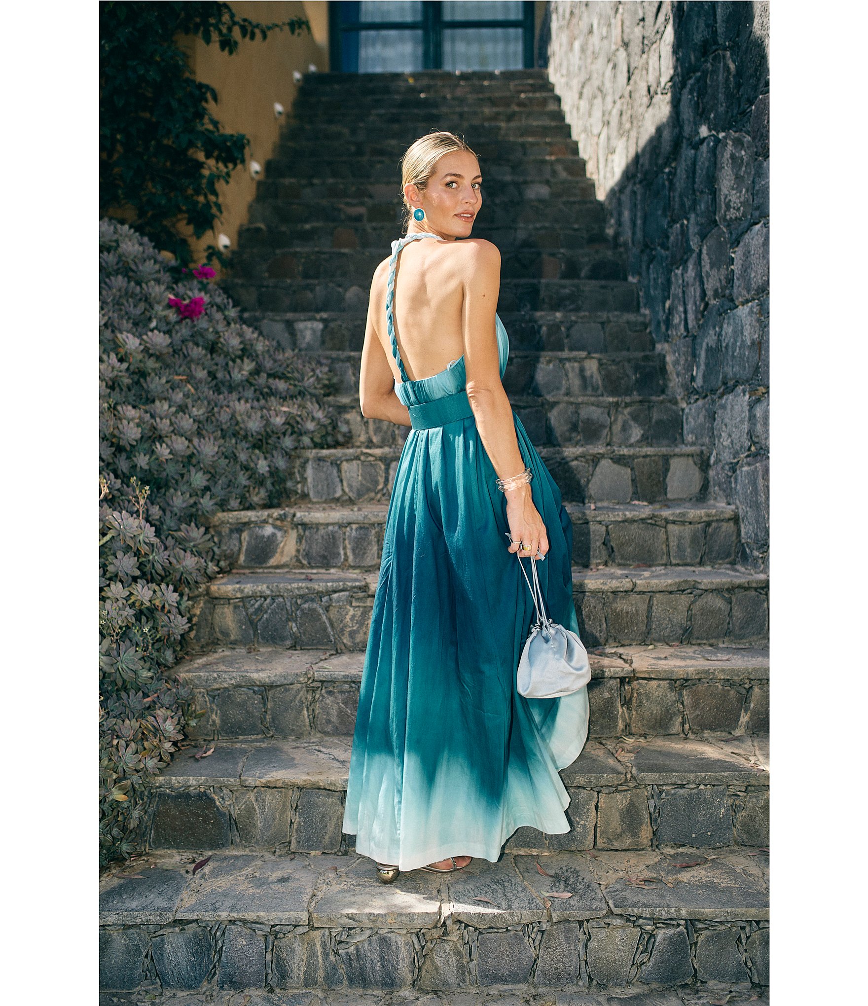 Antonio Melani x M.G. Style MG Ombre Halter Neck Sleeveless Belted Dress