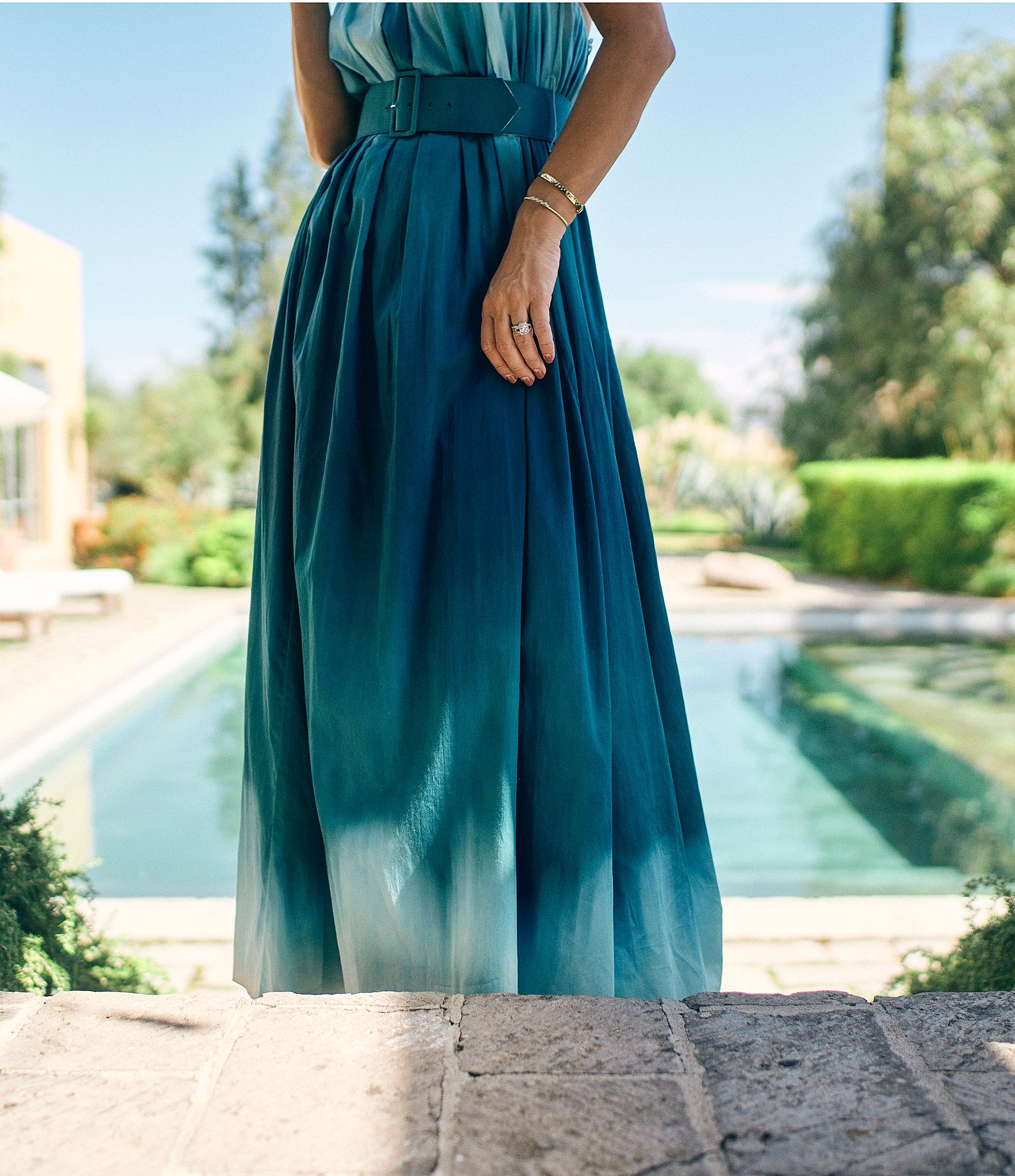 Antonio Melani x M.G. Style MG Ombre Halter Neck Sleeveless Belted Dress