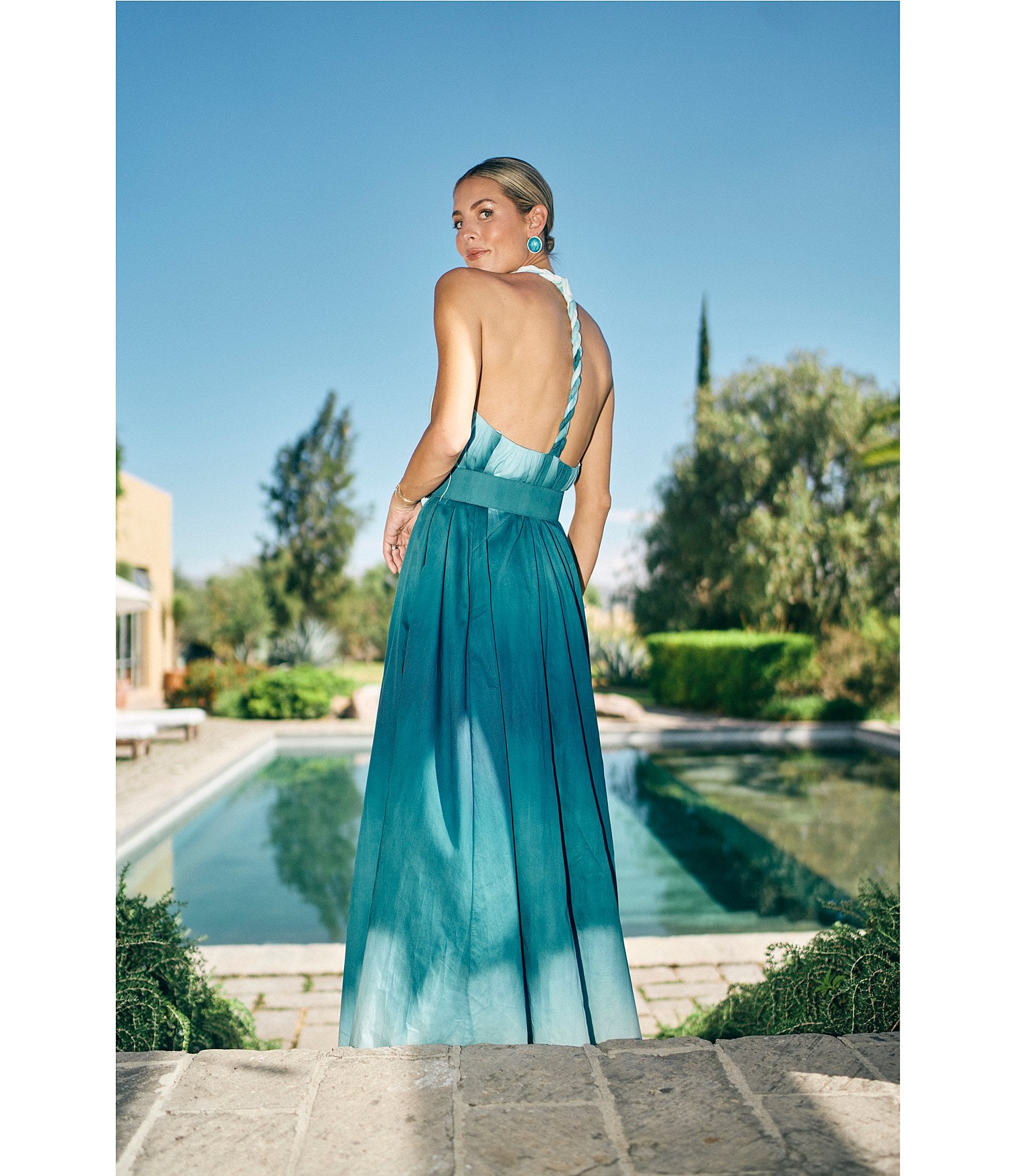 Antonio Melani x M.G. Style MG Ombre Halter Neck Sleeveless Belted Dress
