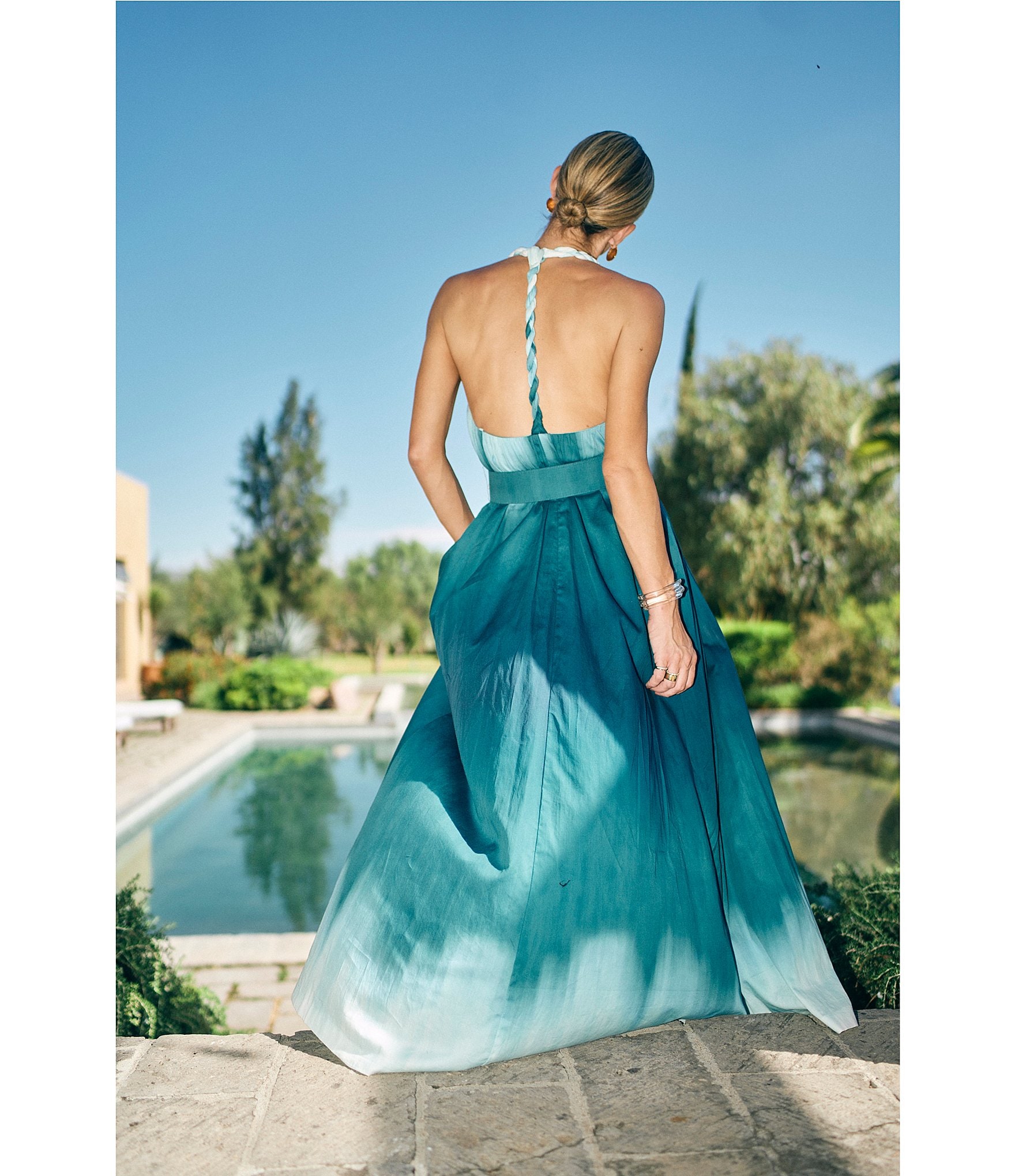 Antonio Melani x M.G. Style MG Ombre Halter Neck Sleeveless Belted Dress