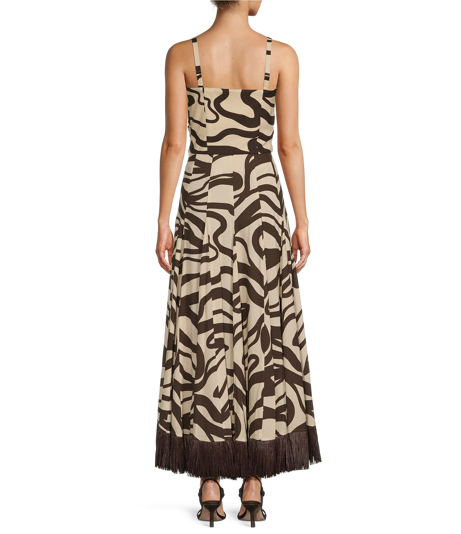 Antonio Melani x M.G. Style Somers Swirl Print Linen Blend Straw Trim Two Piece Set