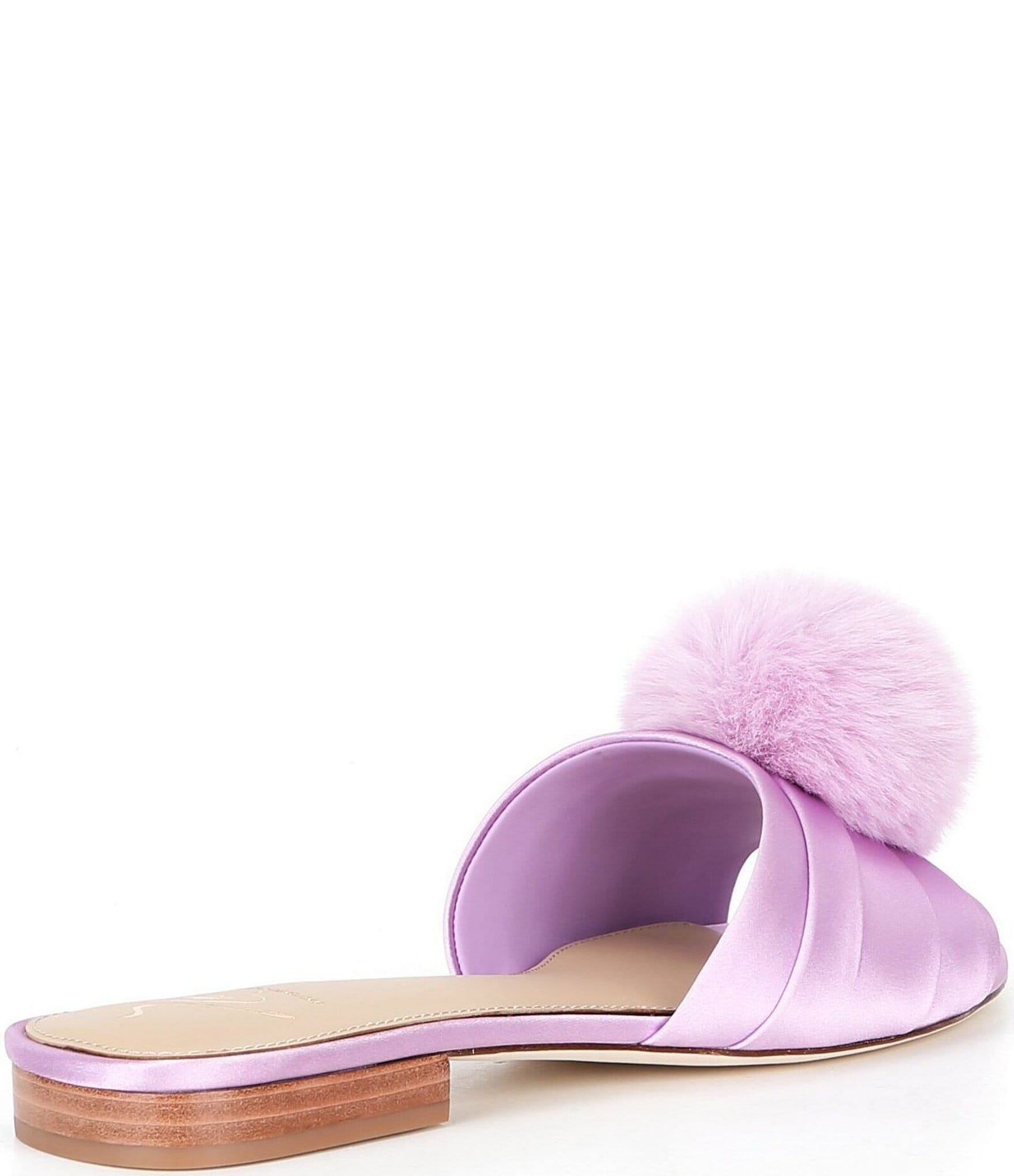 Antonio Melani x The Nat Note Olga Satin Pom Detail Slide Sandals