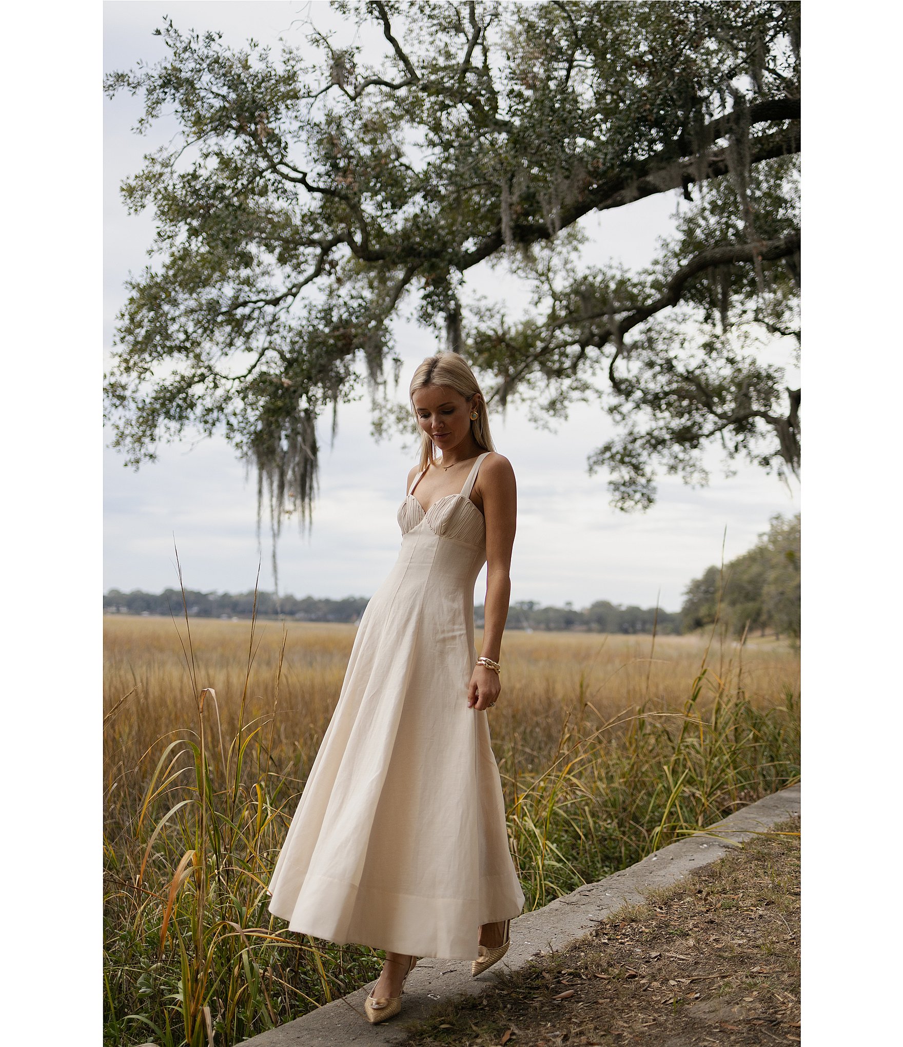 Antonio Melani x Style by Simkins Page Soutache Linen Blend Sweetheart Sleeveless Dress