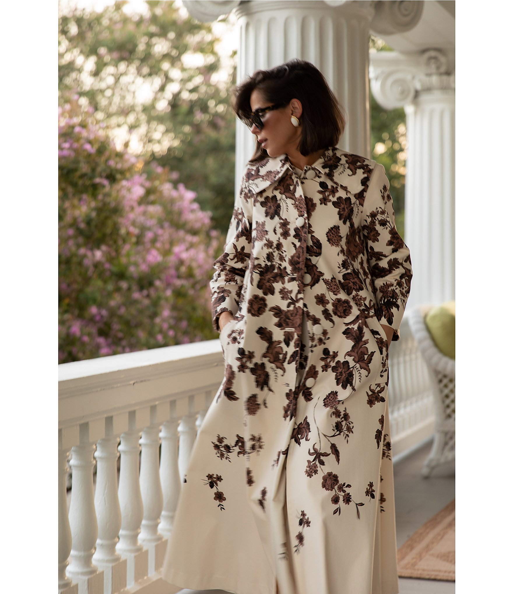 Antonio Melani x Style Bungalow Chintz Canvas Floral Print Peter Pan Collar Car Coat