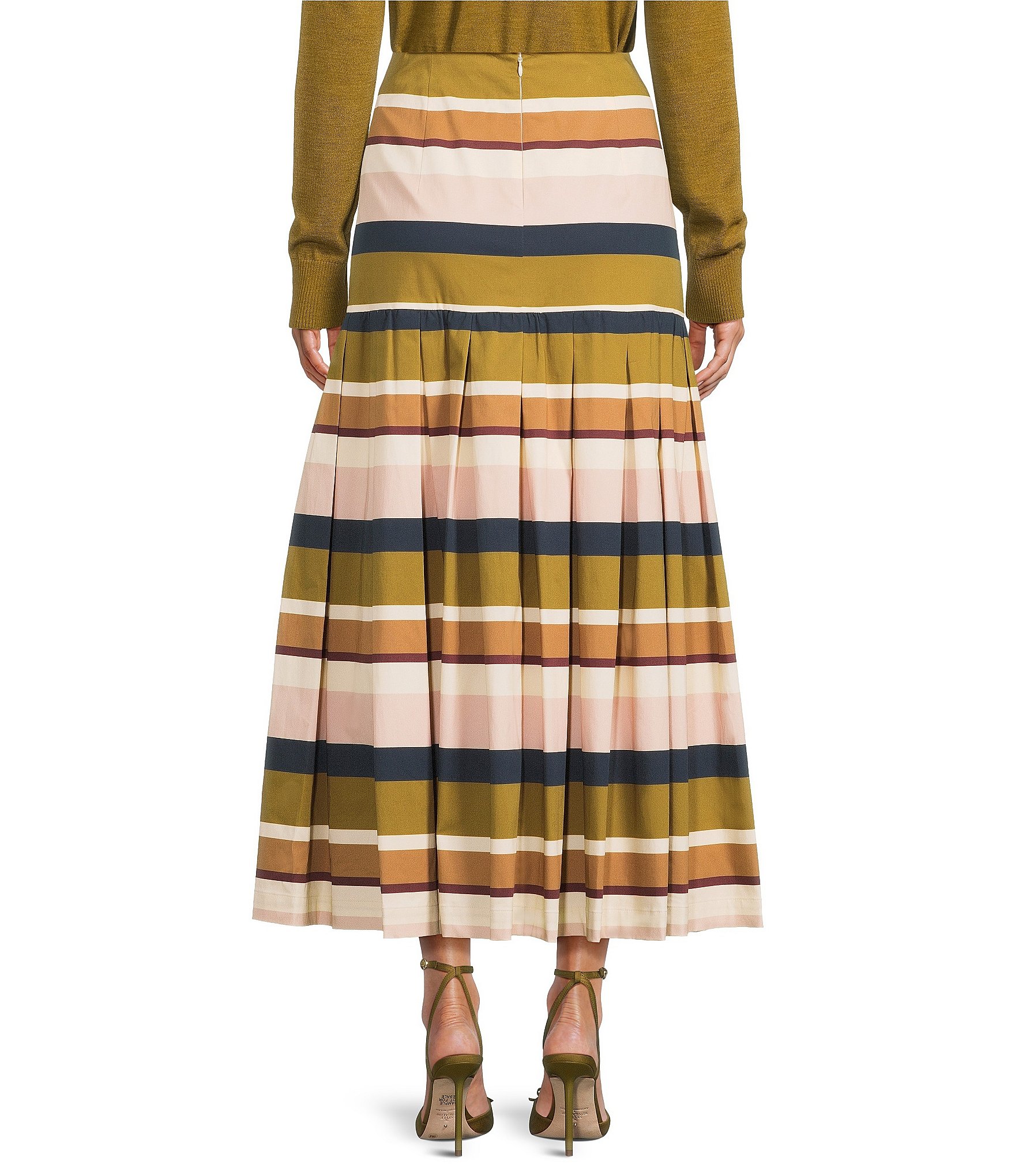 Antonio Melani X Style Bungalow The Town Sateen Stripe Coordinating A-Line Midi Skirt