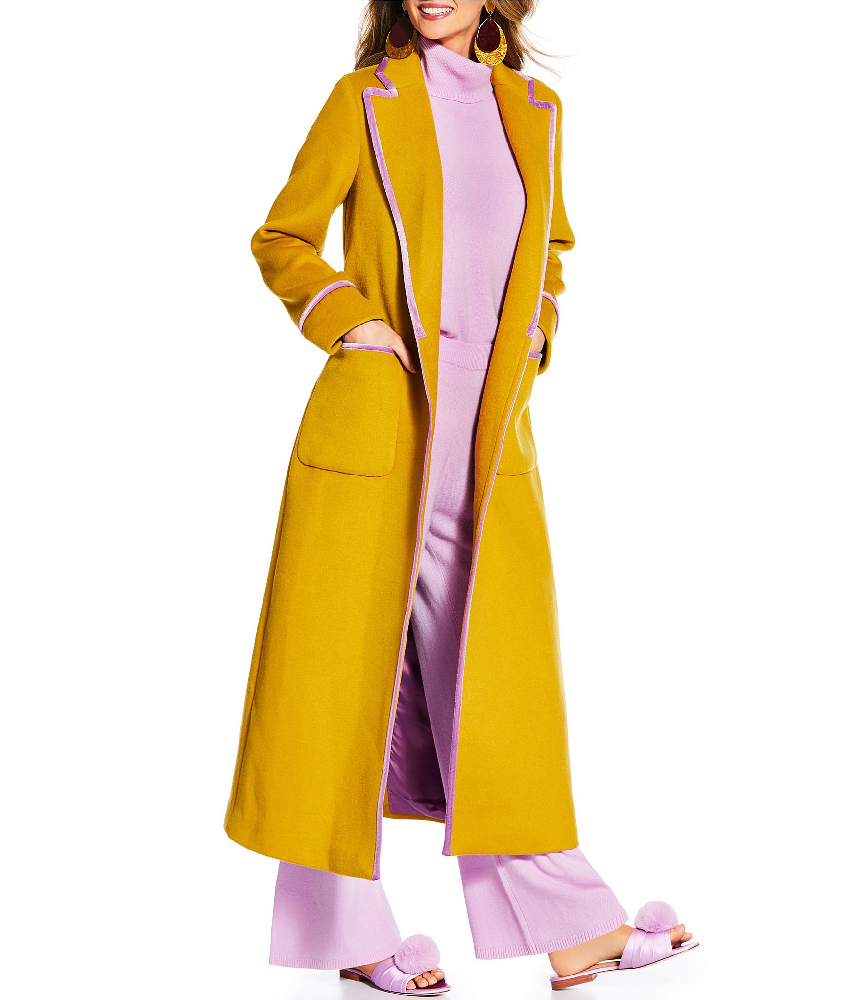 Antonio Melani x The Nat Note Bea Wool Blend Tie Front Notch Lapel Collar Trench Coat