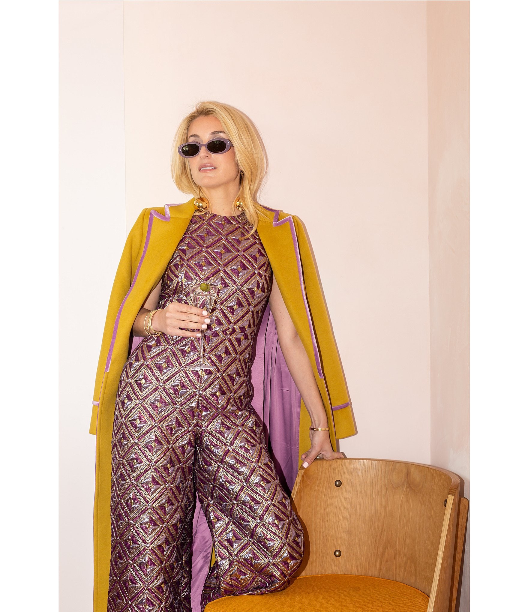 Antonio Melani x The Nat Note Bea Wool Blend Tie Front Notch Lapel Collar Trench Coat