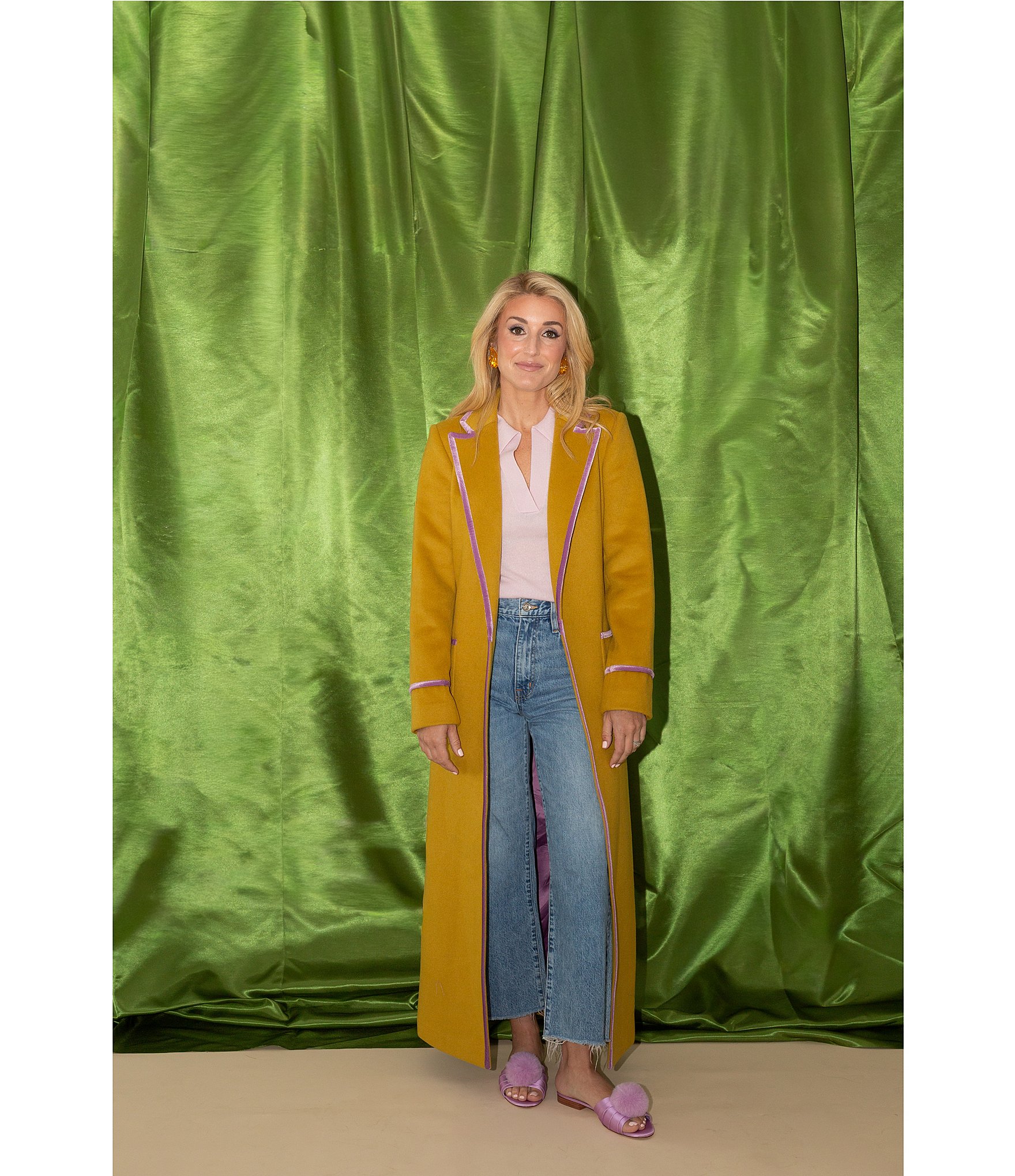 Antonio Melani x The Nat Note Bea Wool Blend Tie Front Notch Lapel Collar Trench Coat