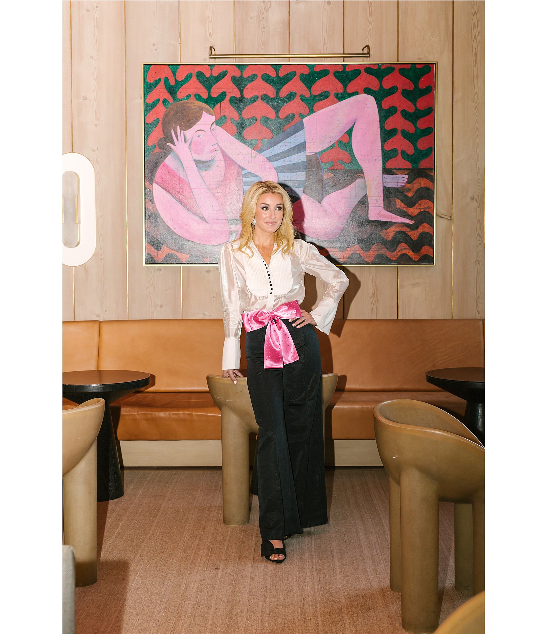 Antonio Melani x The Nat Note Polly Organza Twill Button Front Long Sleeve Blouse