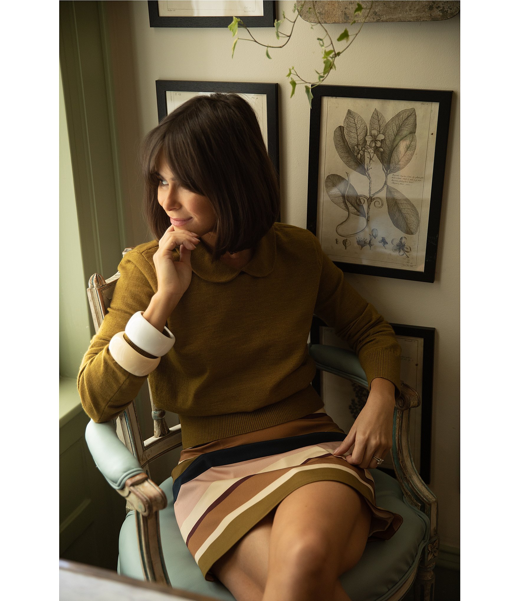 Antonio Melani x The Style Bungalow Lido Wool Blend Long Sleeve Peter Pan Collared Sweater