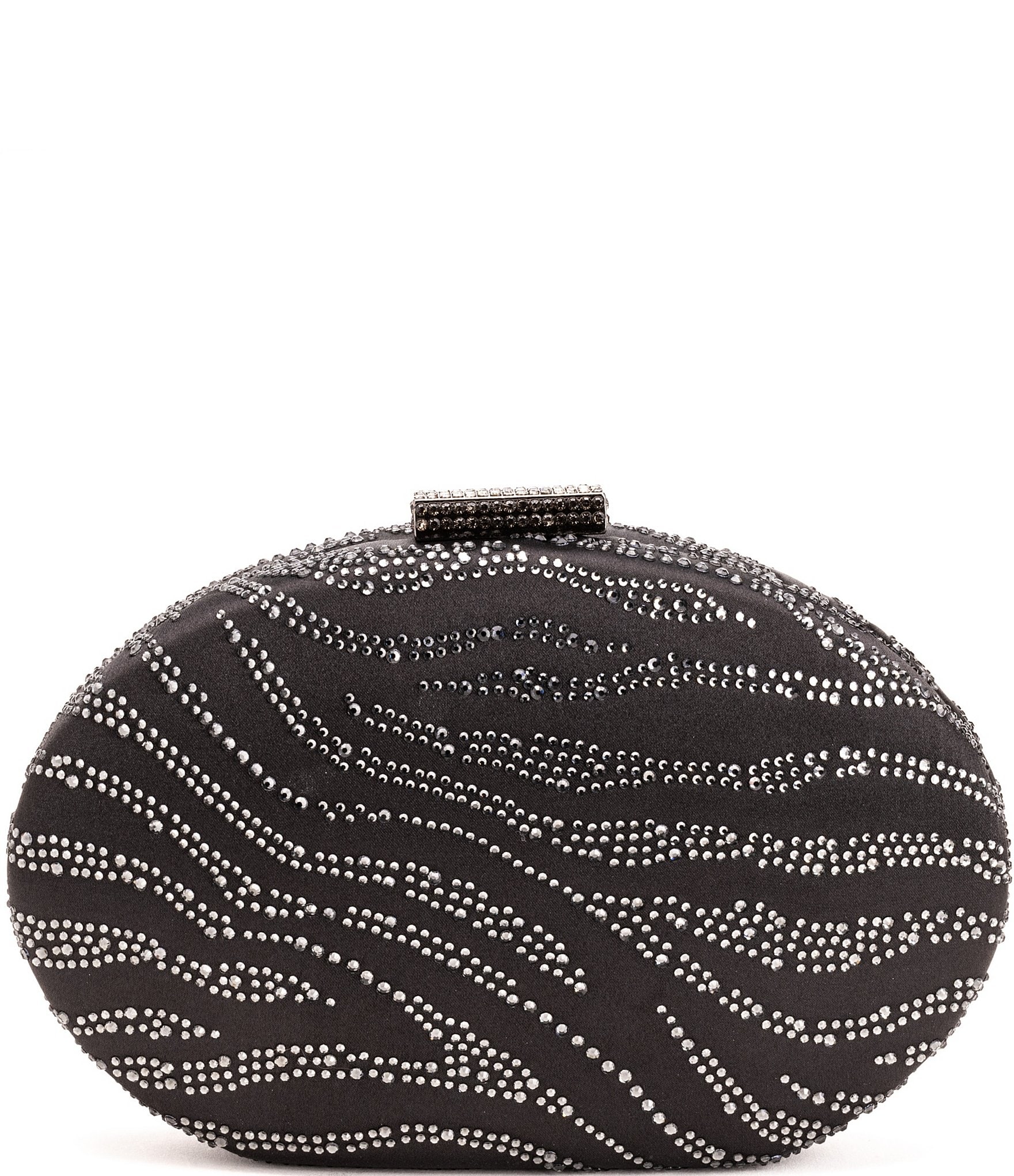 Antonio Melani Zebra Rhinestone Oval Minaudiere Clutch