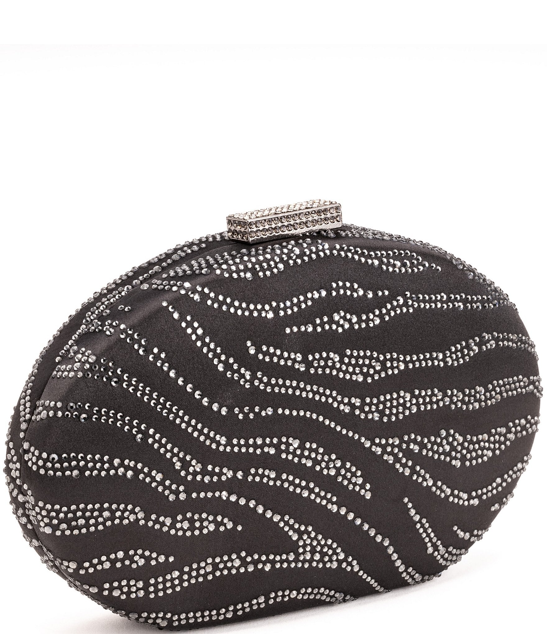 Antonio Melani Zebra Rhinestone Oval Minaudiere Clutch