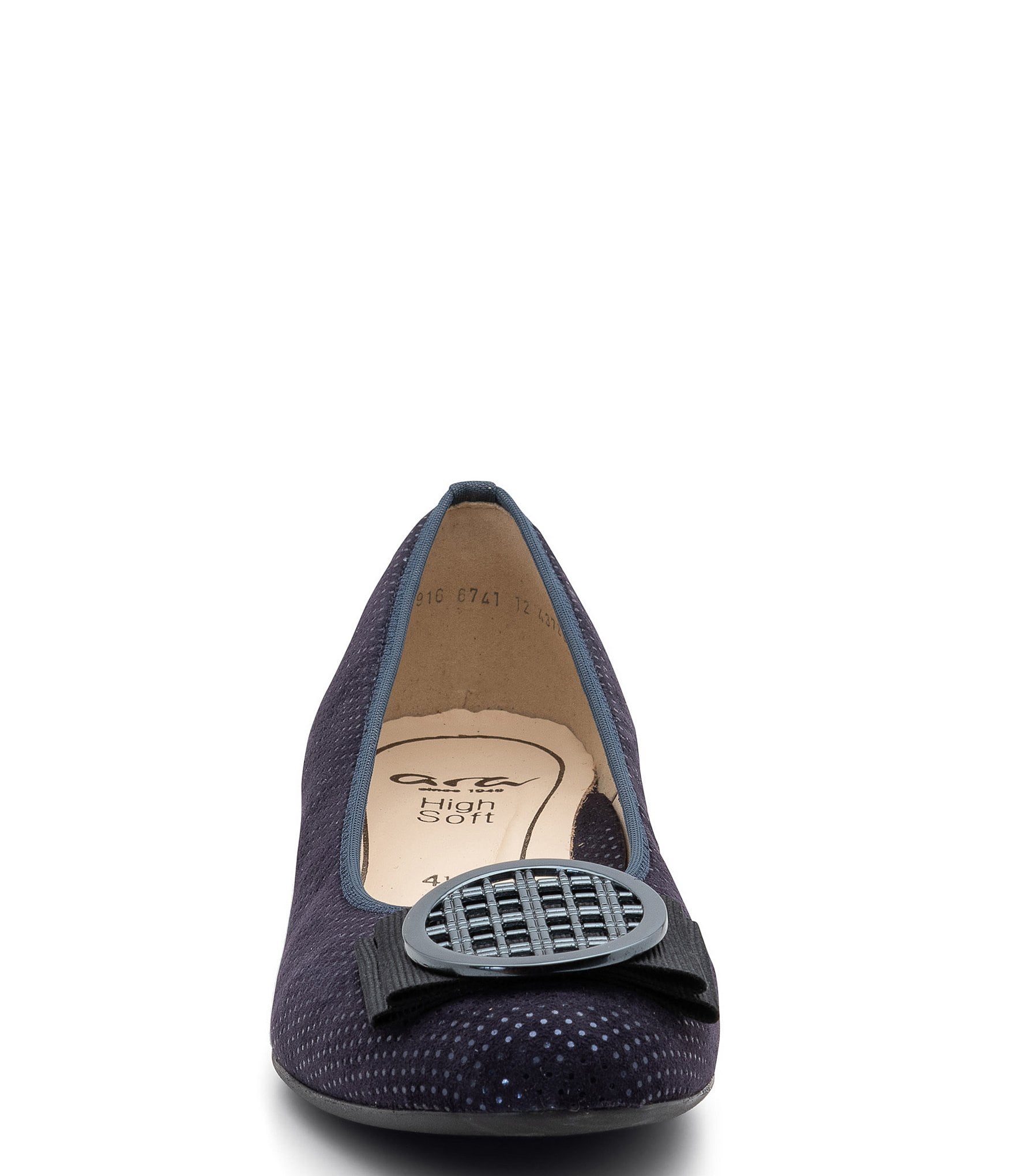 ara Bambi Pin Dot Suede Bow Ornament Ballet Flats