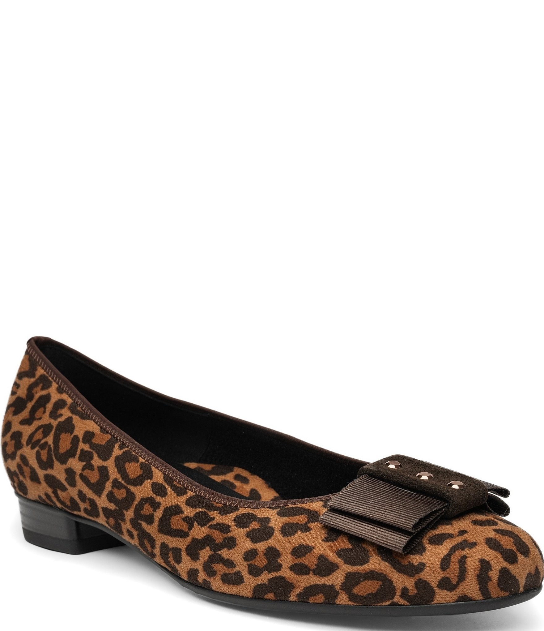 ara Bijou Leopard Print Suede Embellished Bow Pumps