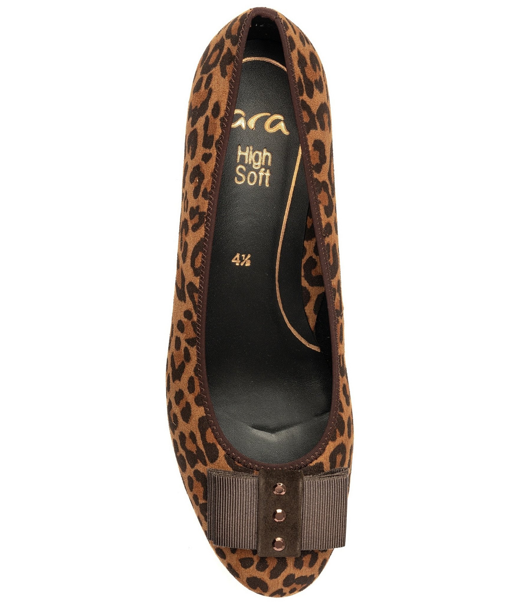 ara Bijou Leopard Print Suede Embellished Bow Pumps