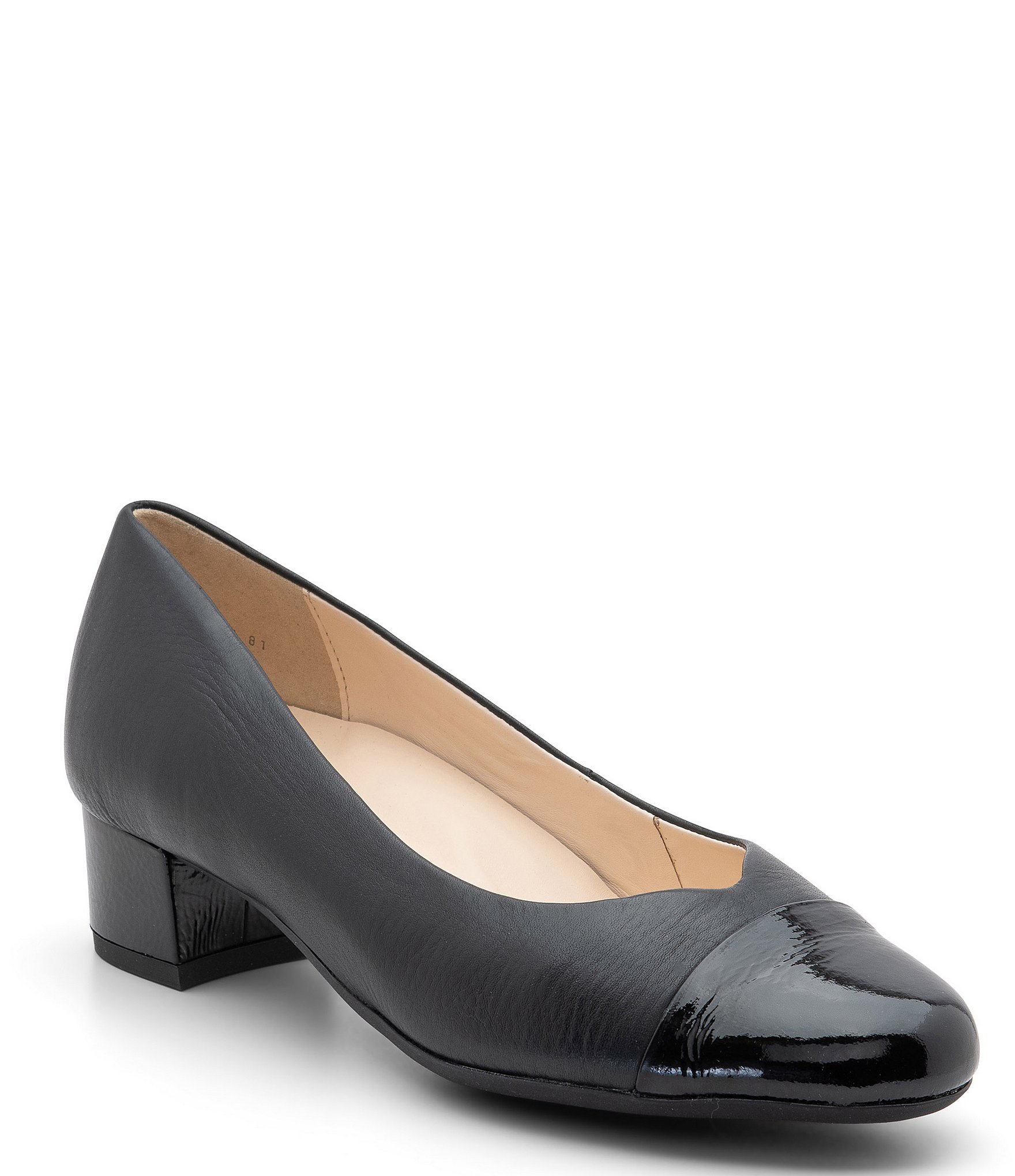 ara Leather Cap Toe Block Heel Pumps Dillard's