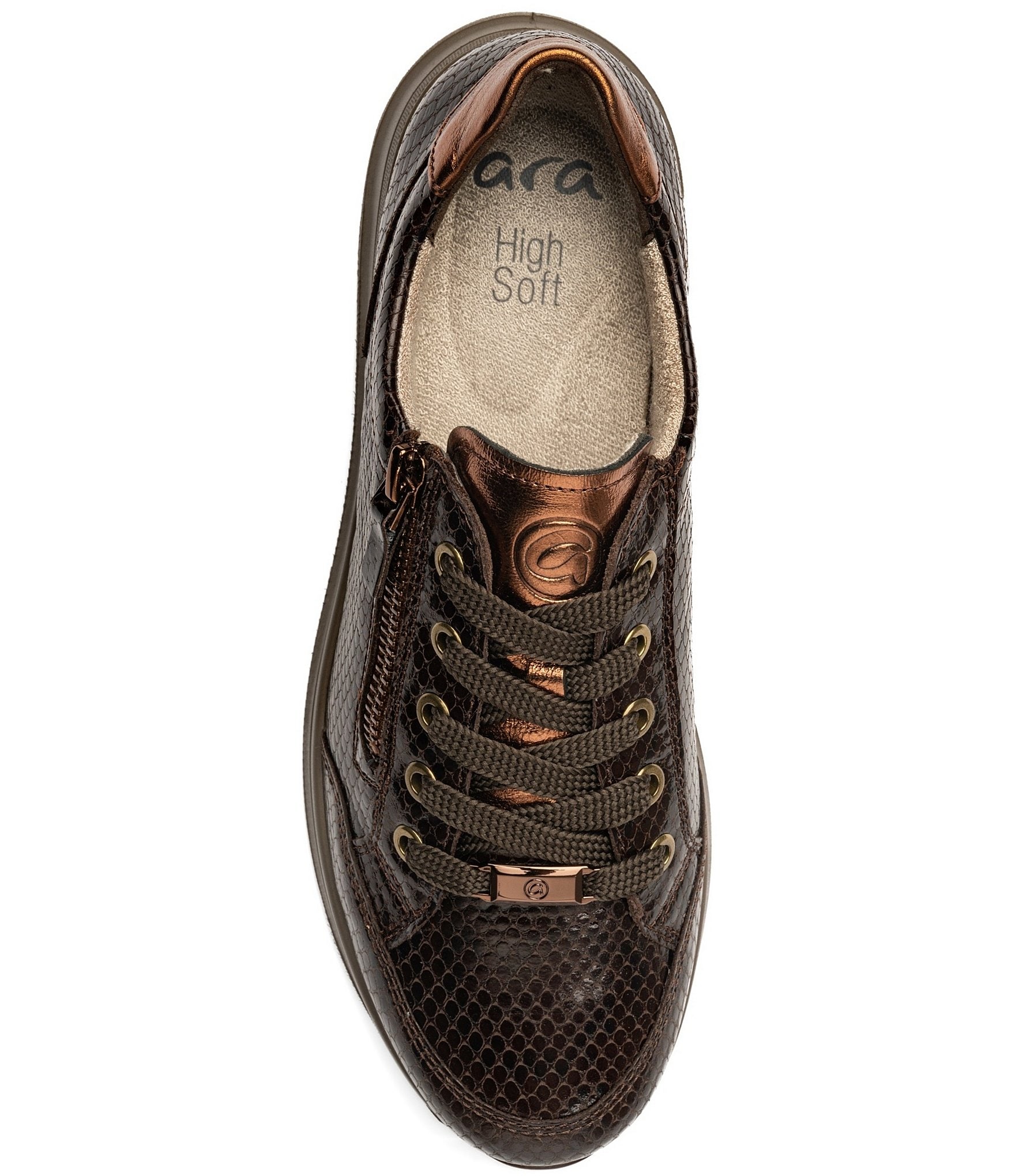 ara Oleanna Snake Print & Metallic Leather Side Zip Sneakers