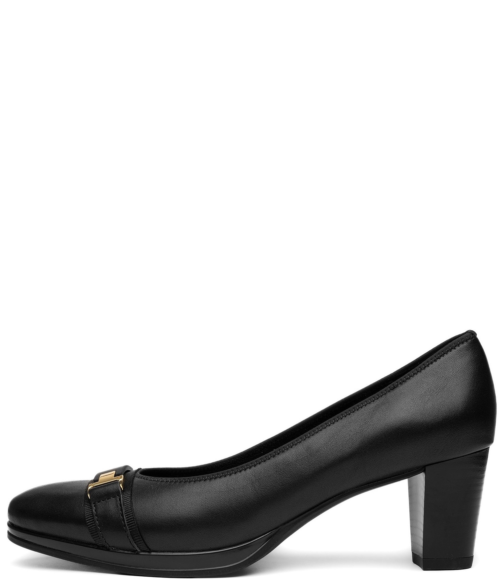 ara Ophelia Leather Decorative Buckle Strap Block Heel Pumps