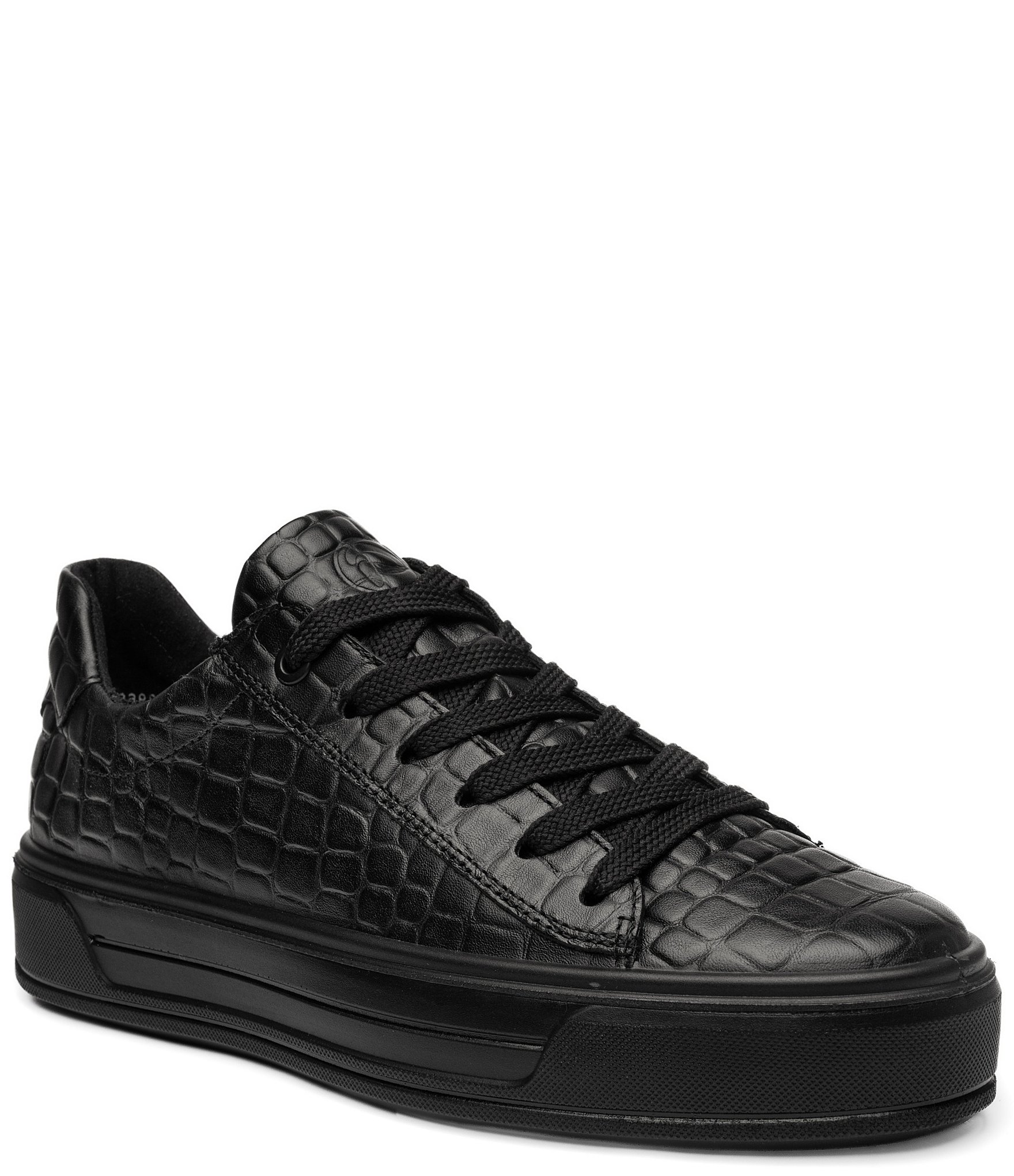 ara Women's Carol Croco Embossed Leather Lace Up Platform Sneakers