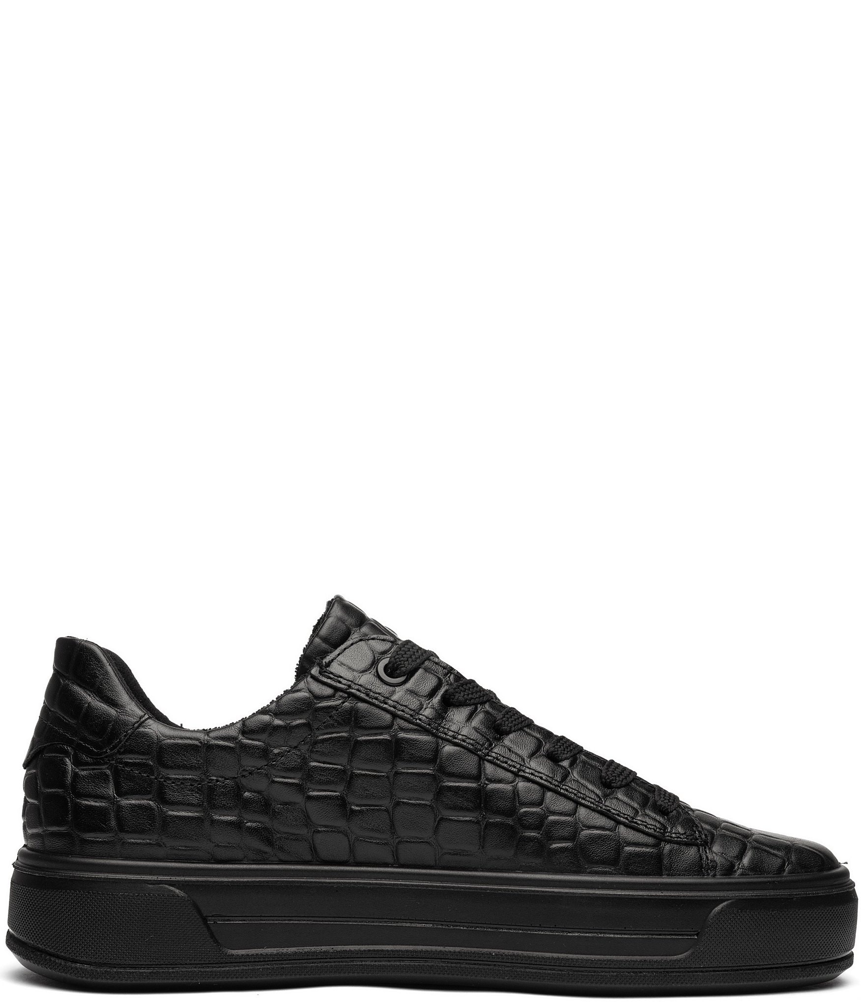 ara Women's Carol Croco Embossed Leather Lace Up Platform Sneakers