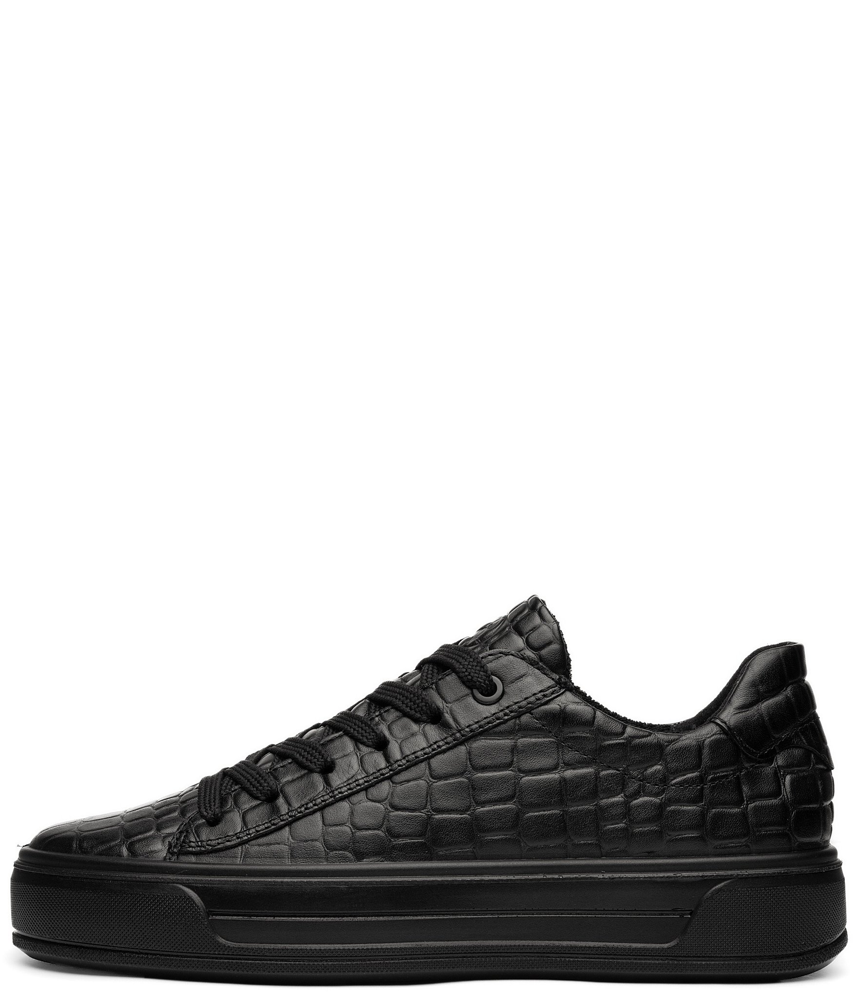 ara Women's Carol Croco Embossed Leather Lace Up Platform Sneakers