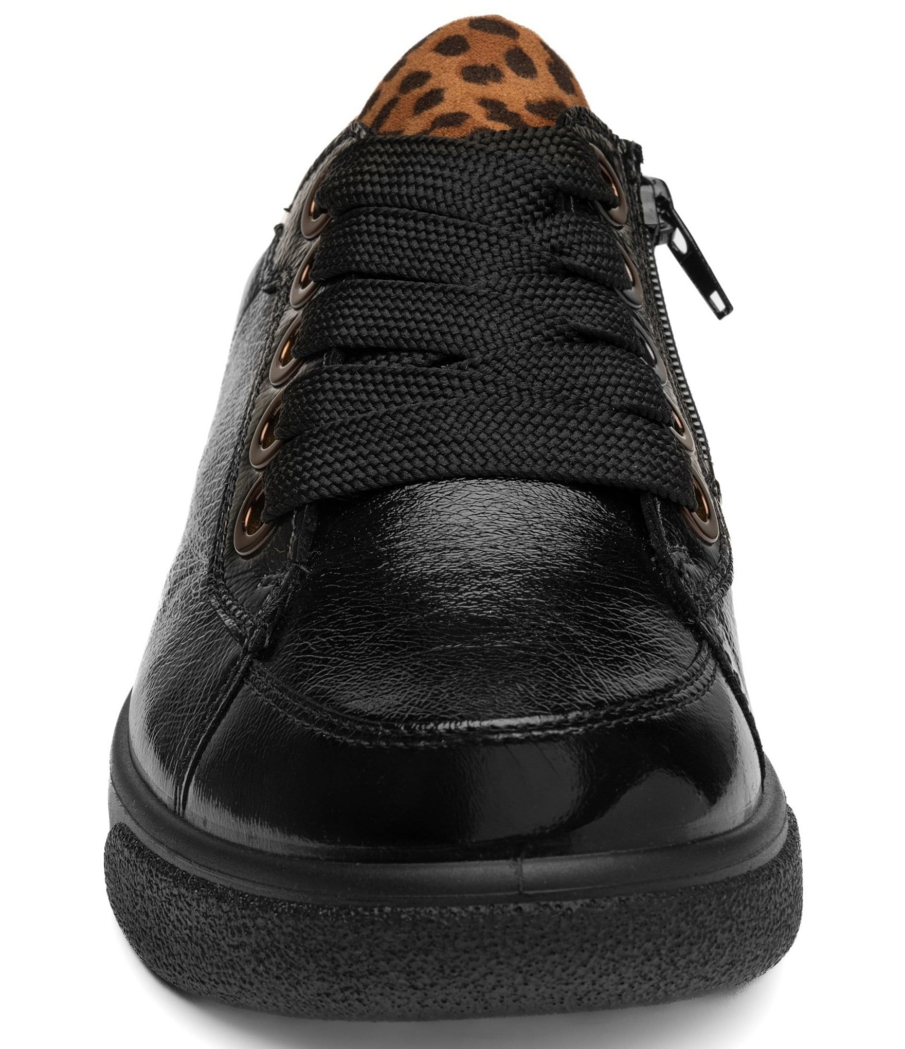 ara Women's Flora Crunch Patent Leather Leopard Print Suede Sneakers