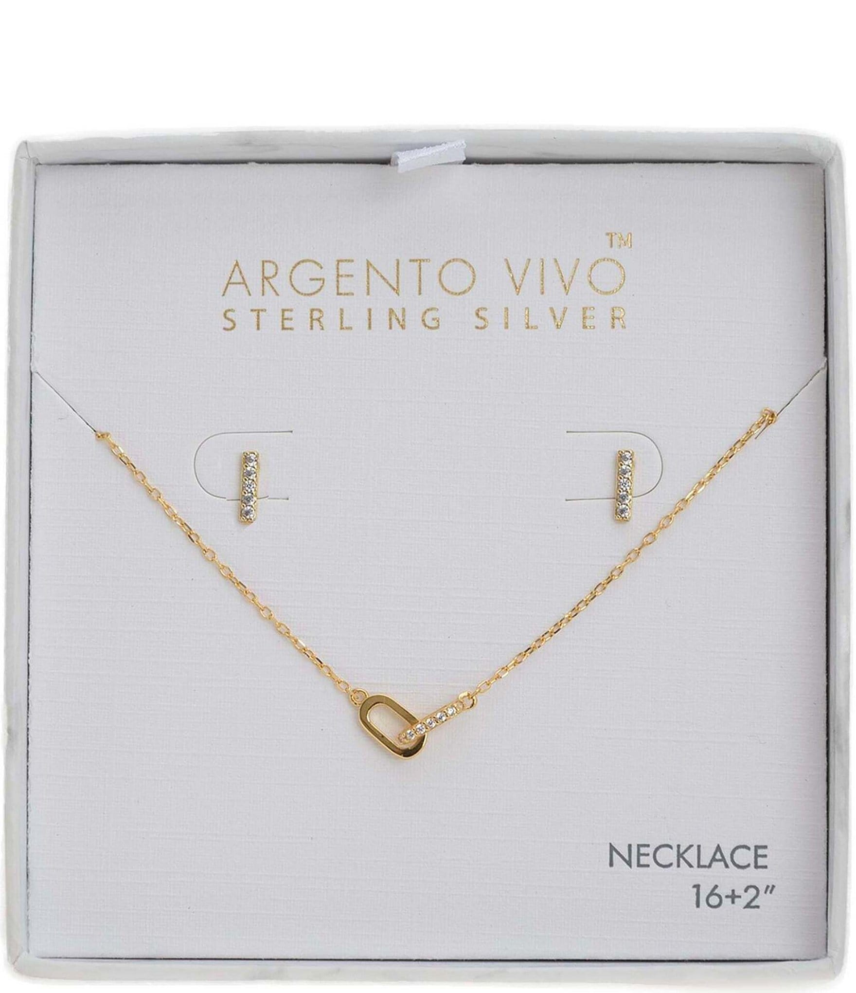 Argento Vivo Crystal Link Short Pendant Necklace and Earrings Set Gold