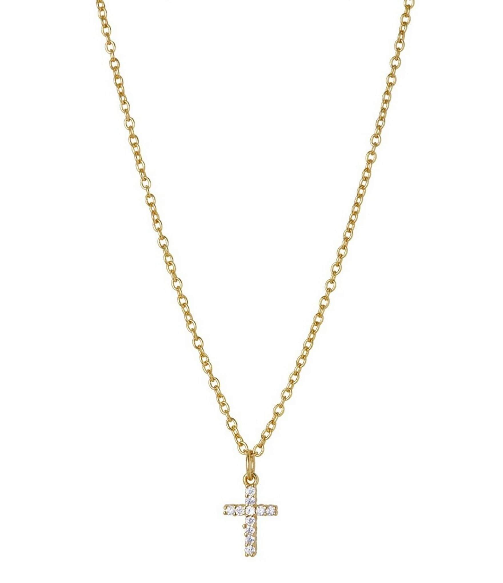 Argento Vivo Crystal CZ Mini Cross Short Pendant Necklace