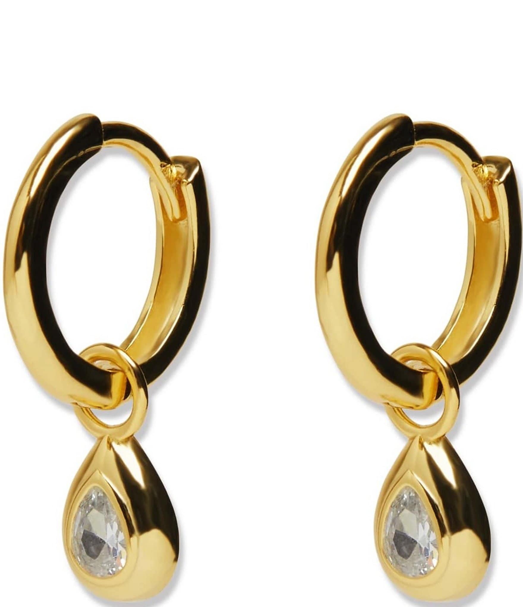 Argento Vivo CZ Stone Teardrop Huggie Hoop Earrings