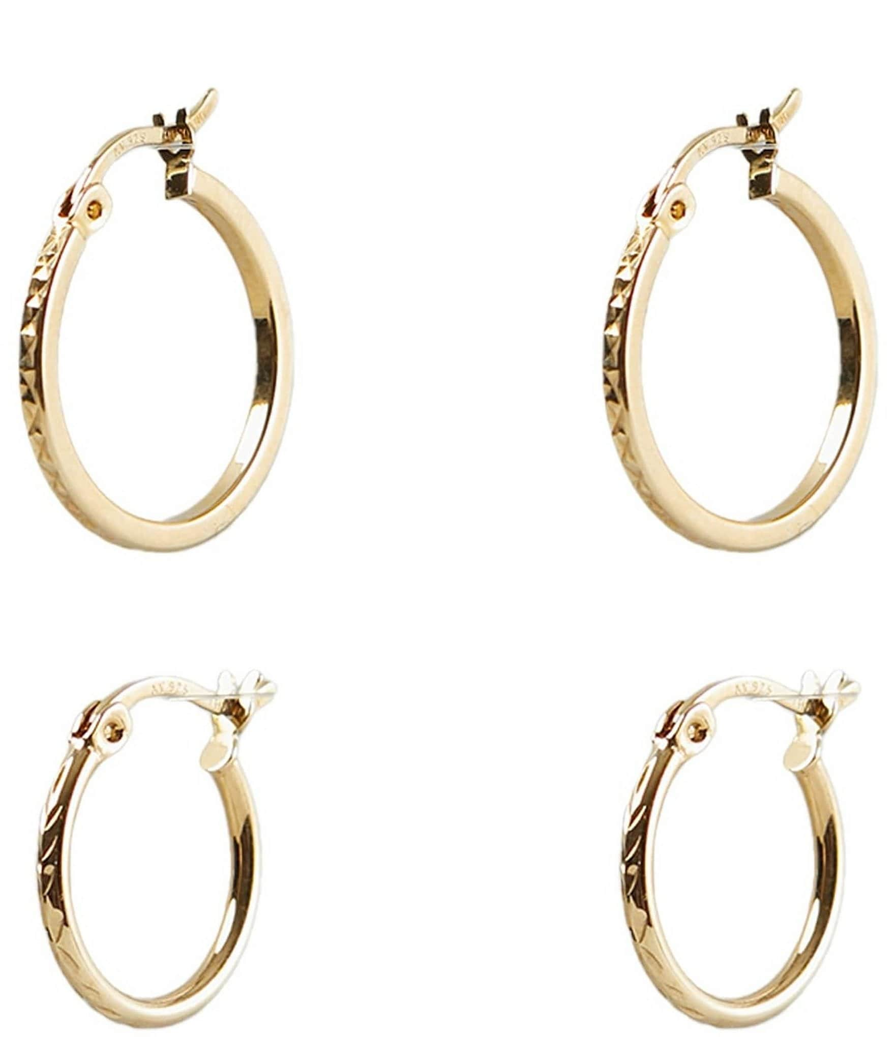 Argento Vivo Gold Hoop Earring Set