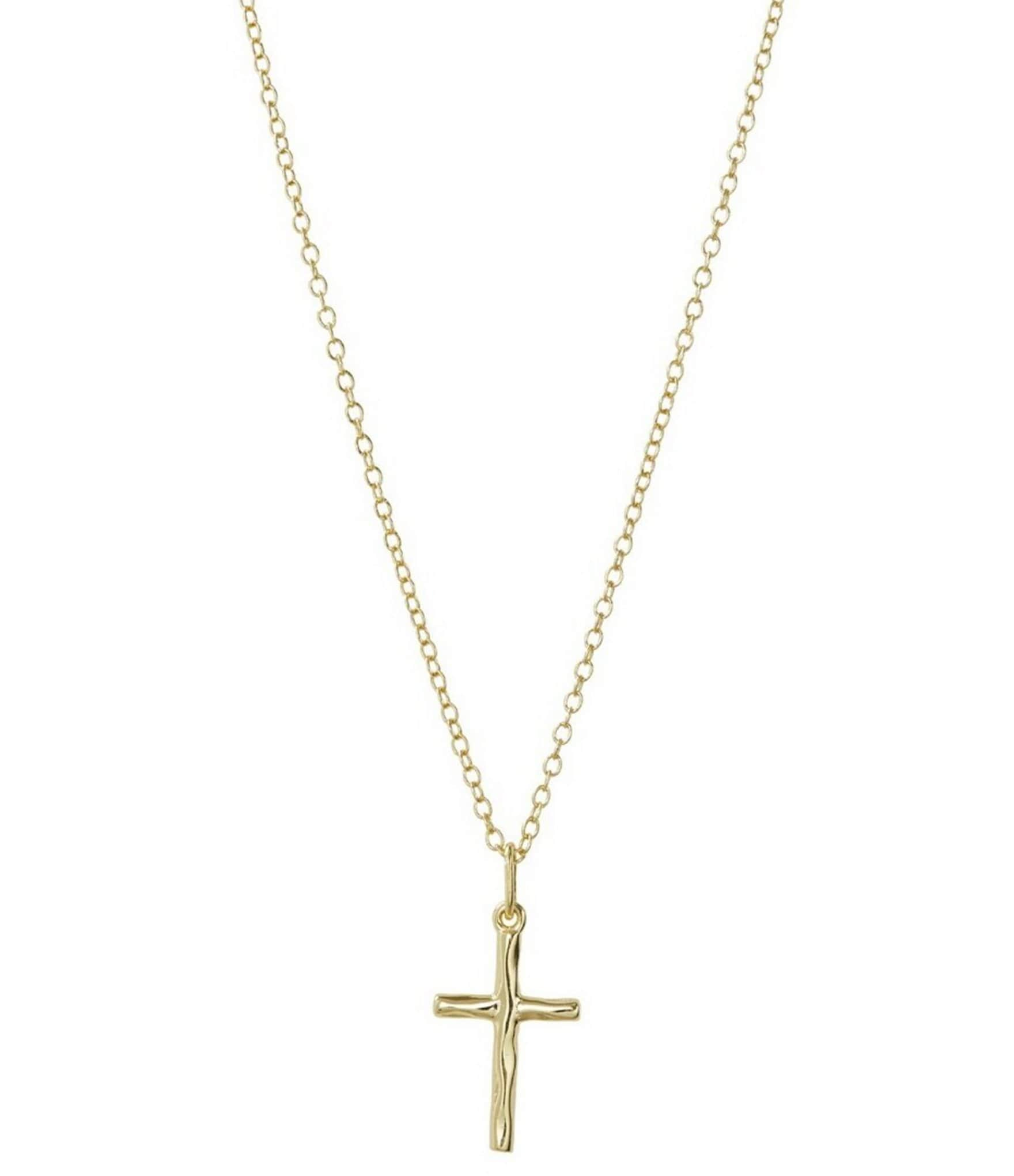 Argento Vivo Hammered Cross Short Pendant Sterling Silver Necklace