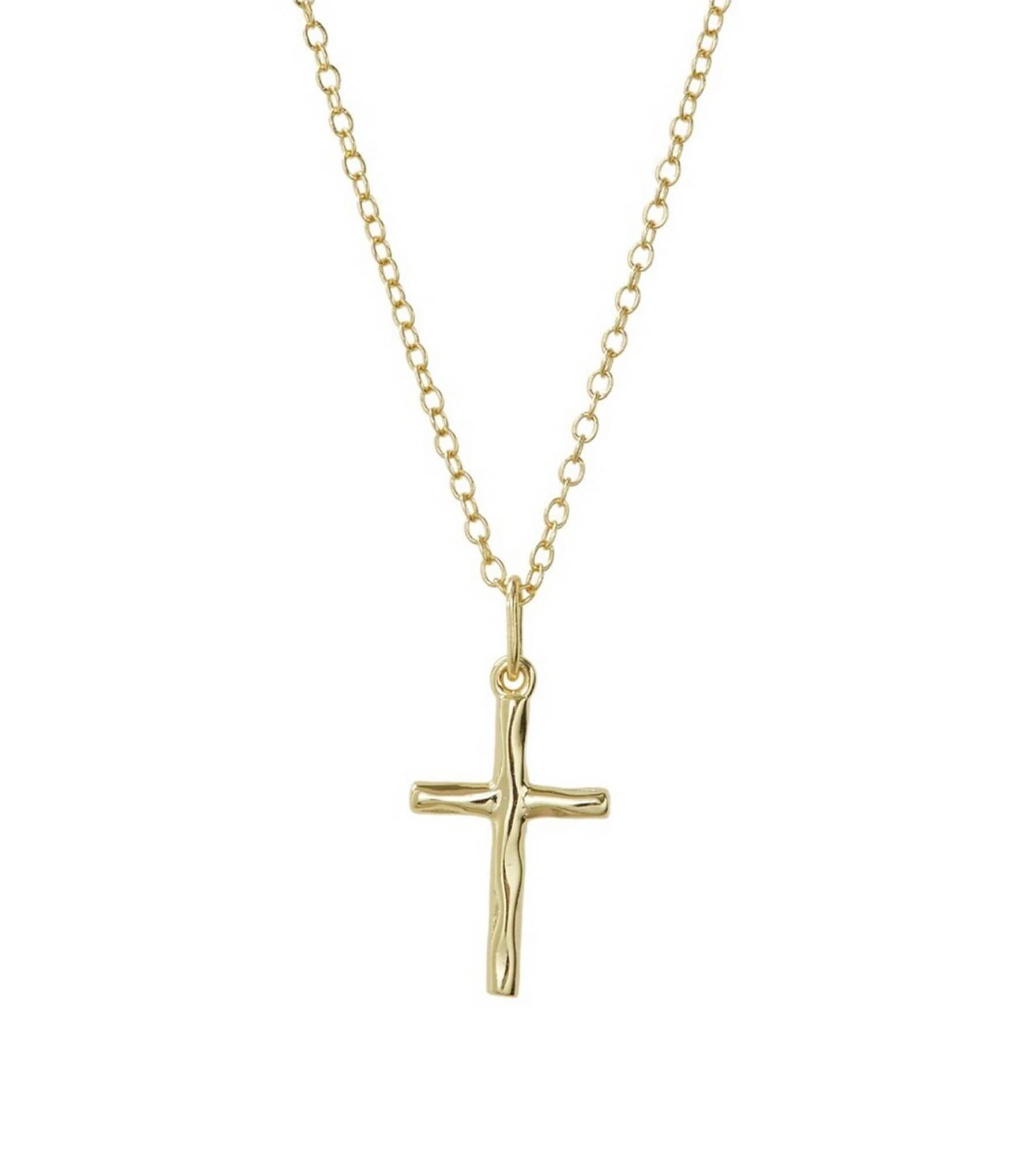 Argento Vivo Hammered Cross Short Pendant Sterling Silver Necklace