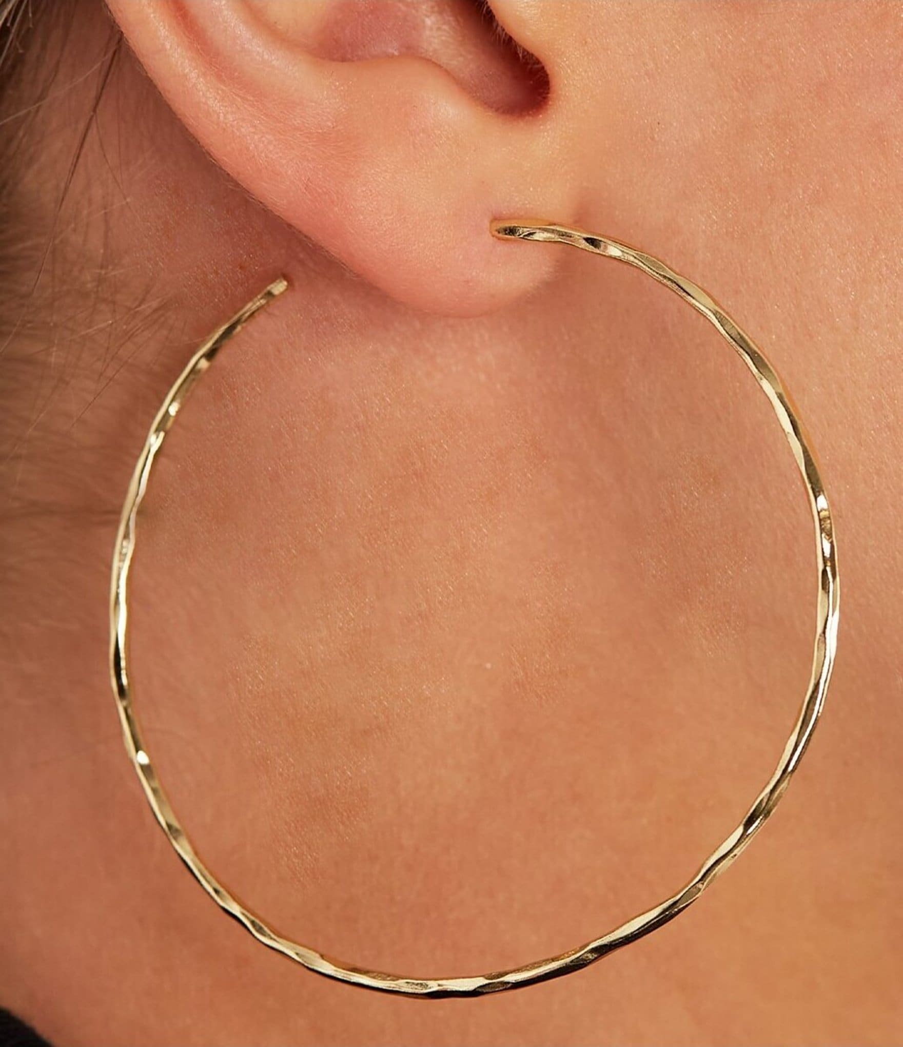 Argento Vivo Large Hammered Sterling Silver Hoop Earrings