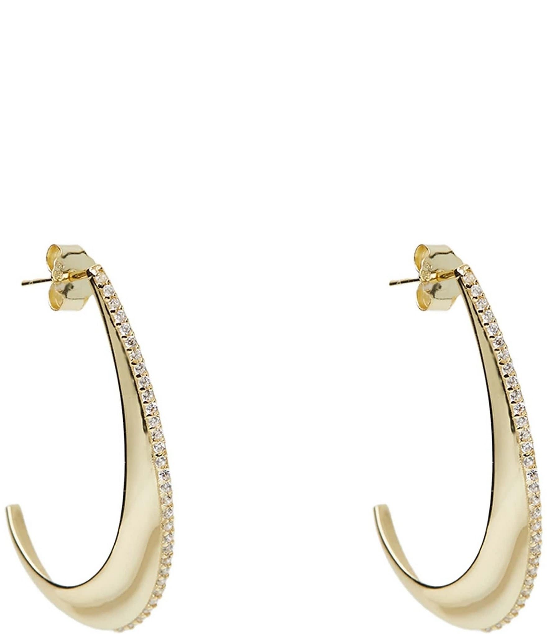 Argento Vivo Pave CZ Crystal 18K Gold Hoop Earrings