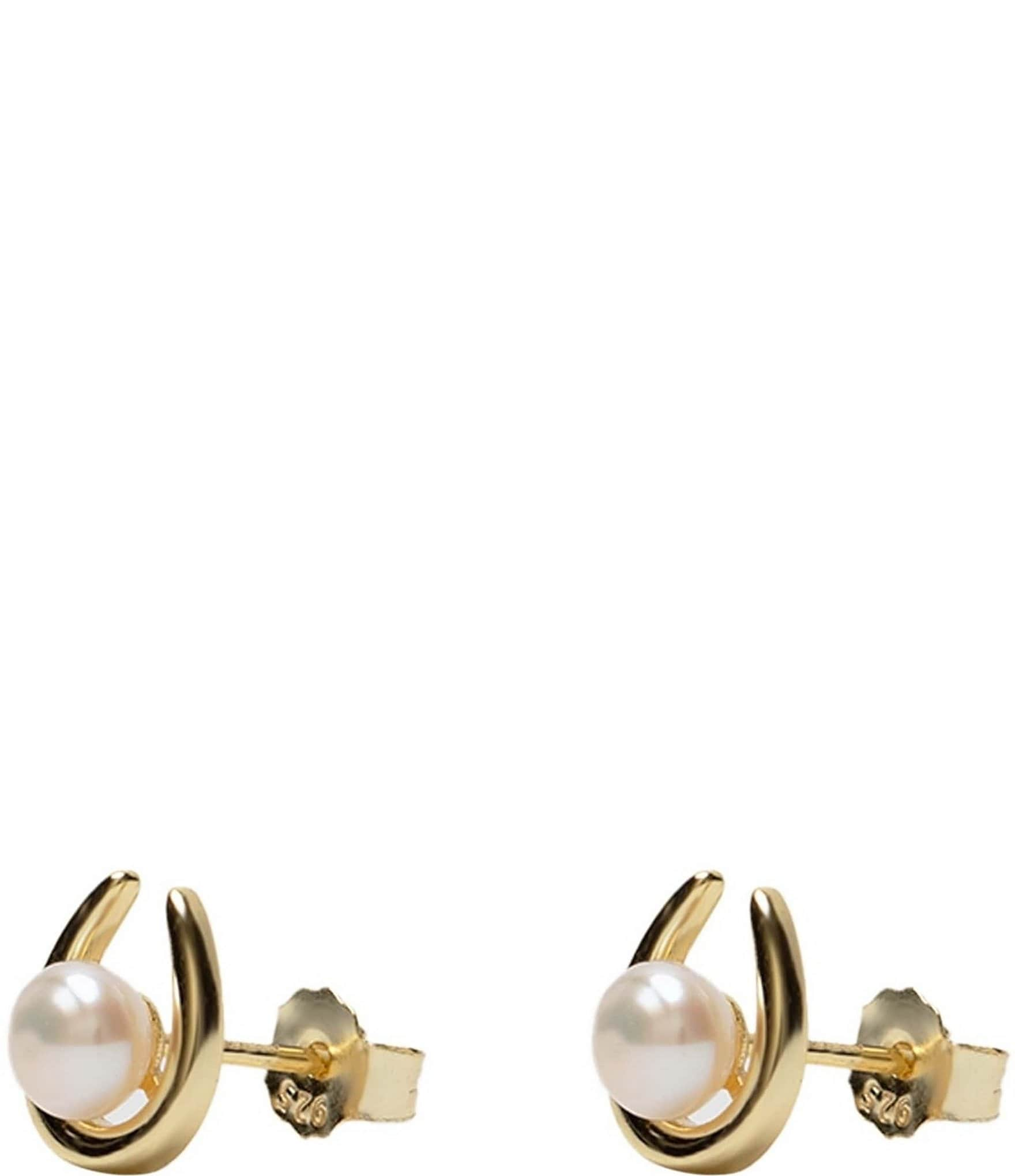 Argento Vivo Pearl Horseshoe Stud Earrings