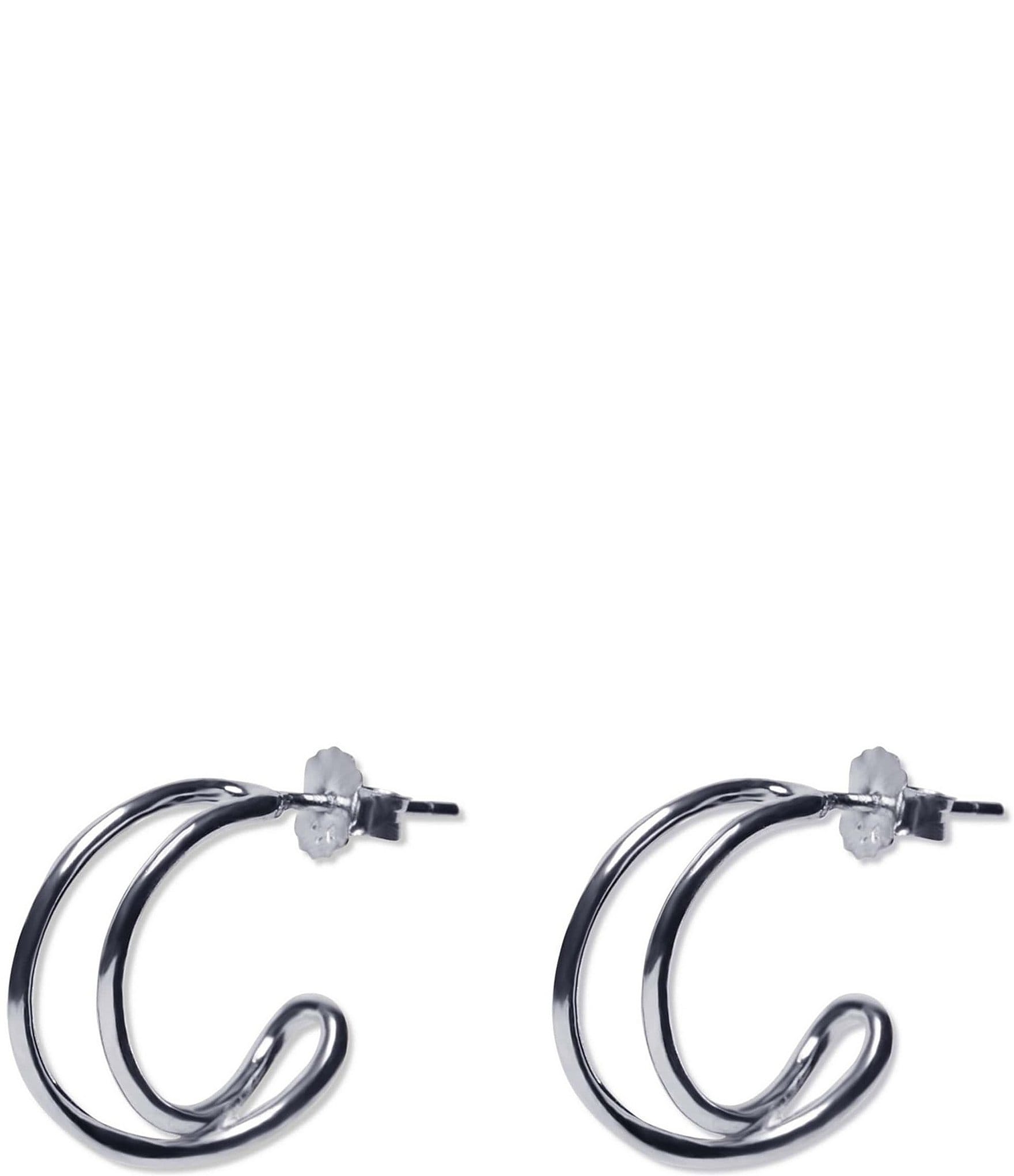 Argento Vivo Sterling Silver Criss Cross Hoop Earrings