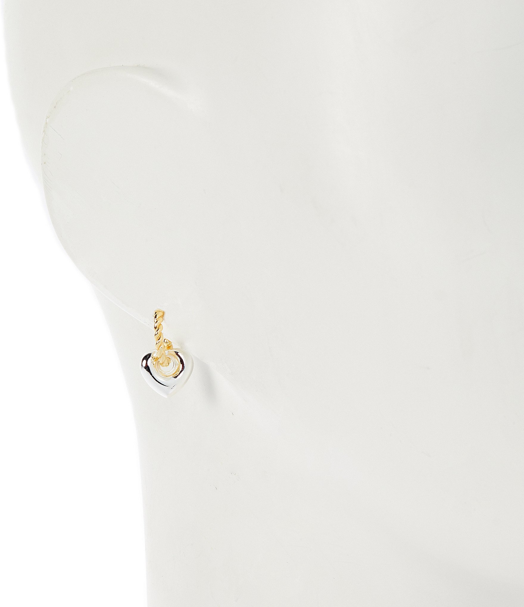 Argento Vivo Two Tone Heart Huggie Hoop Drop Earrings