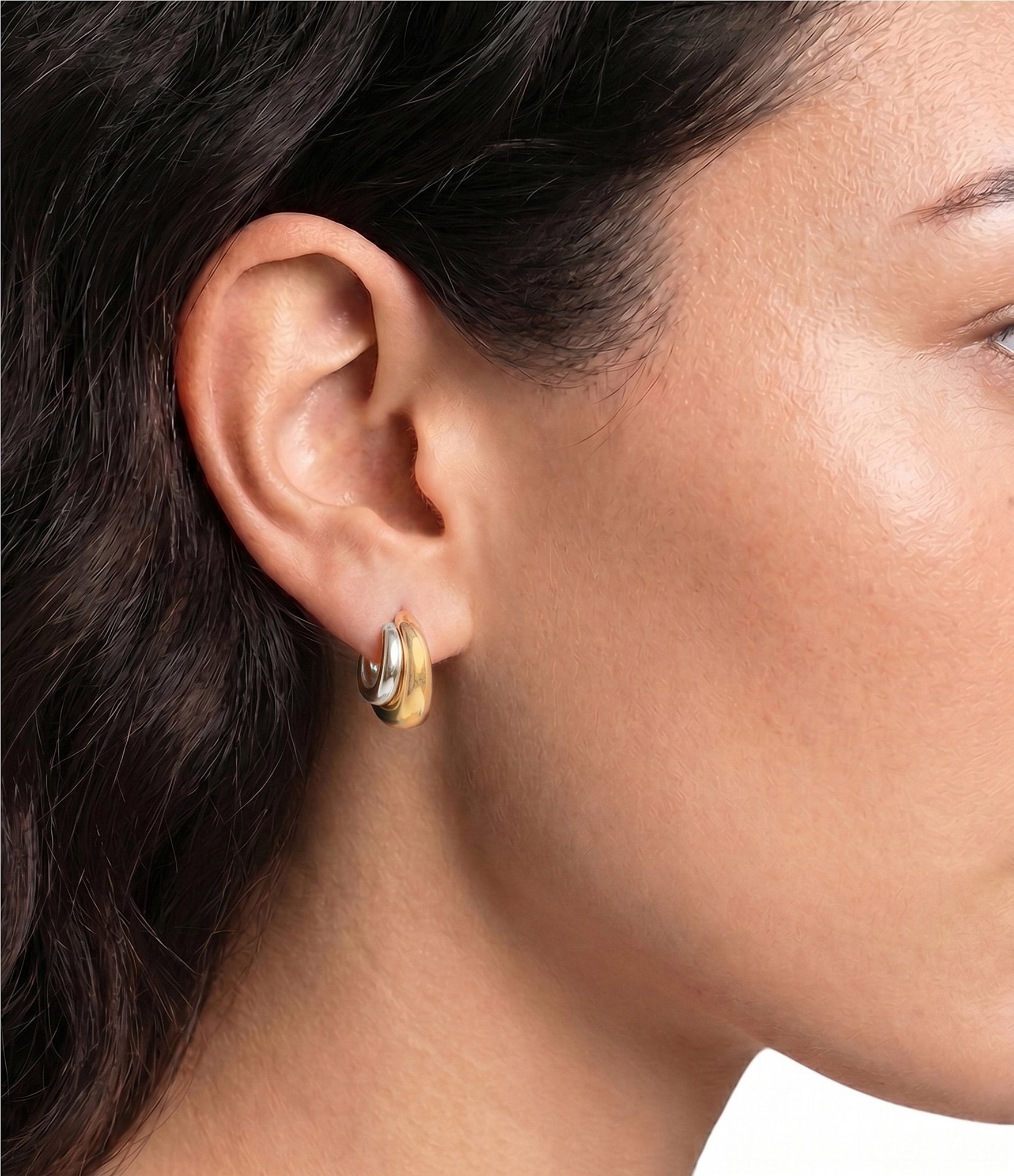 Argento Vivo Two Tone Hoop Earrings