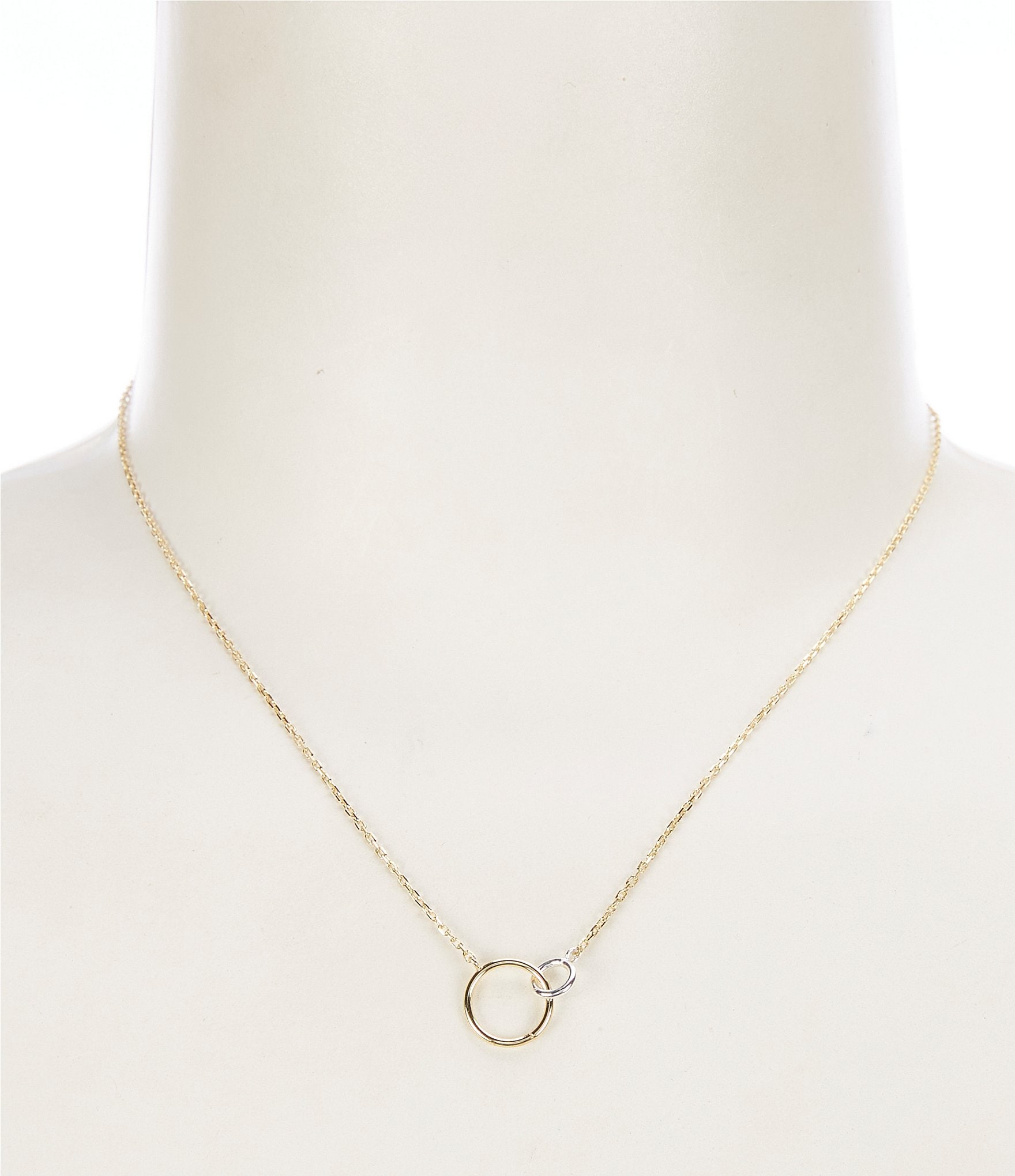 Argento Vivo Two Tone Interlock Short Pendant Necklace