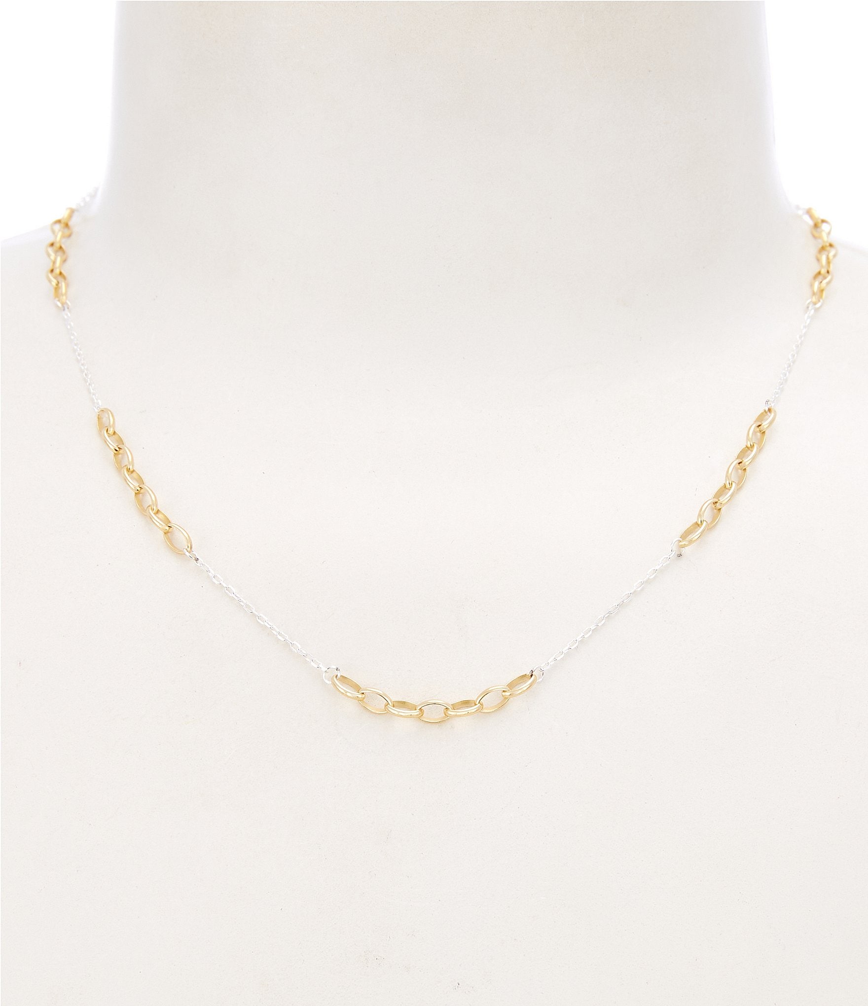 Argento Vivo Two Tone Station Link Collar Necklace