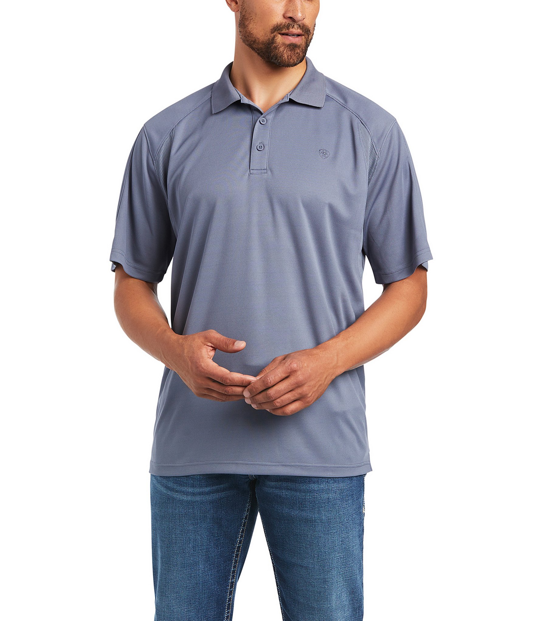 Ariat Ariat Men's Medal Short Sleeved Polo Shirt 10035315 Navy Extra Small 