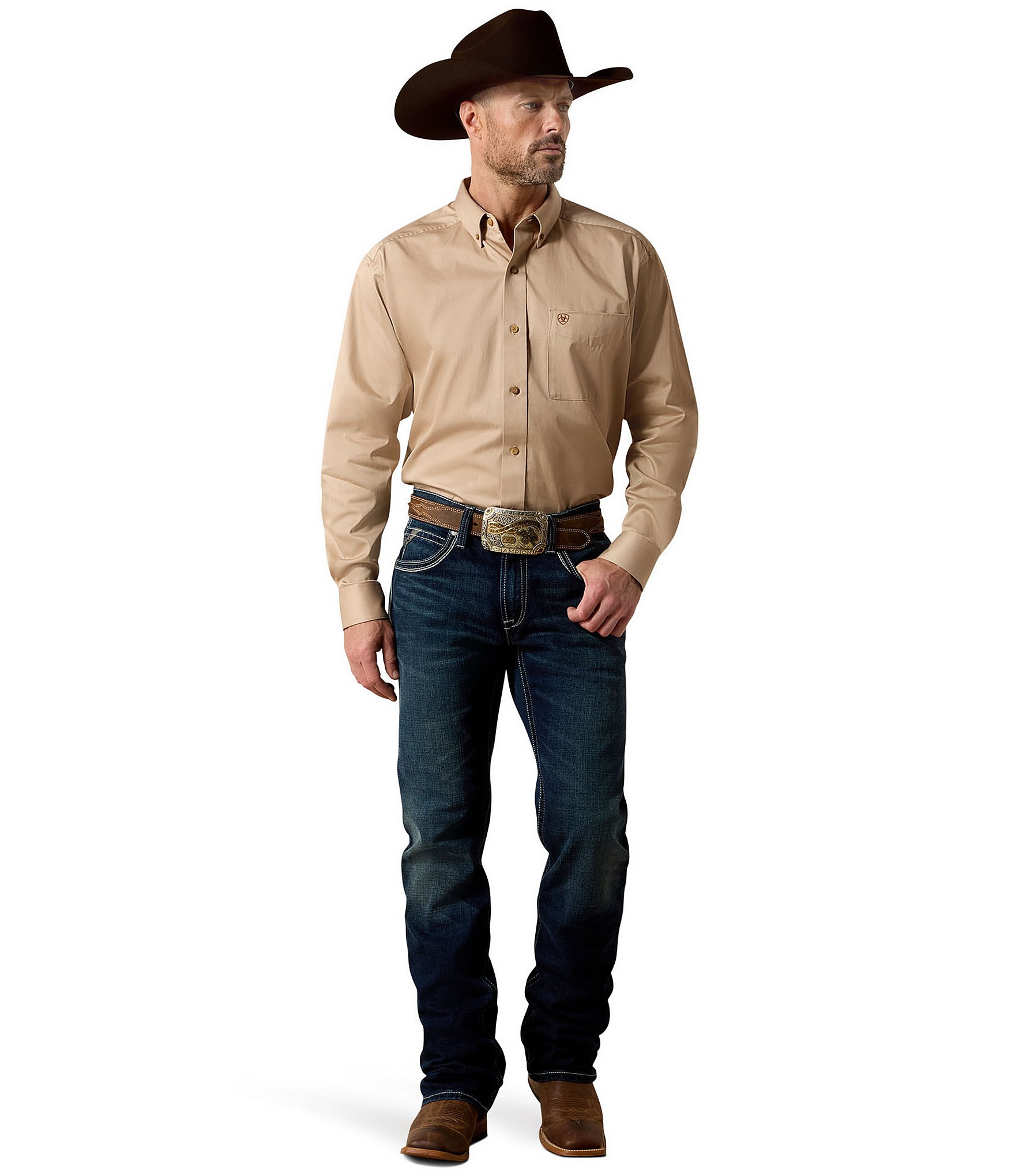 Ariat Big & Tall Solid Twill Long-Sleeve Woven Shirt